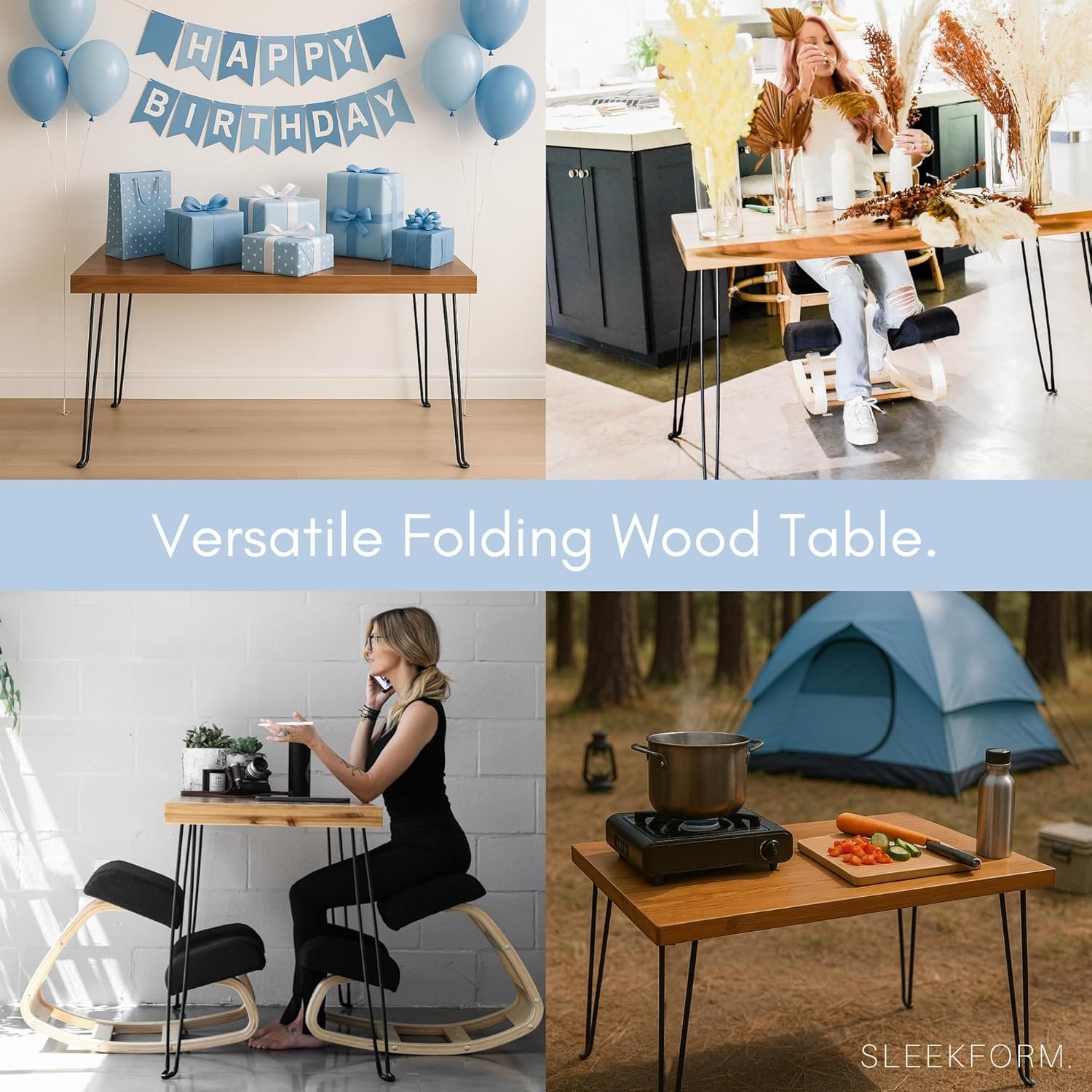 Sleekform Escritorio plegable de madera, mesa de escritura p - Imagen 6