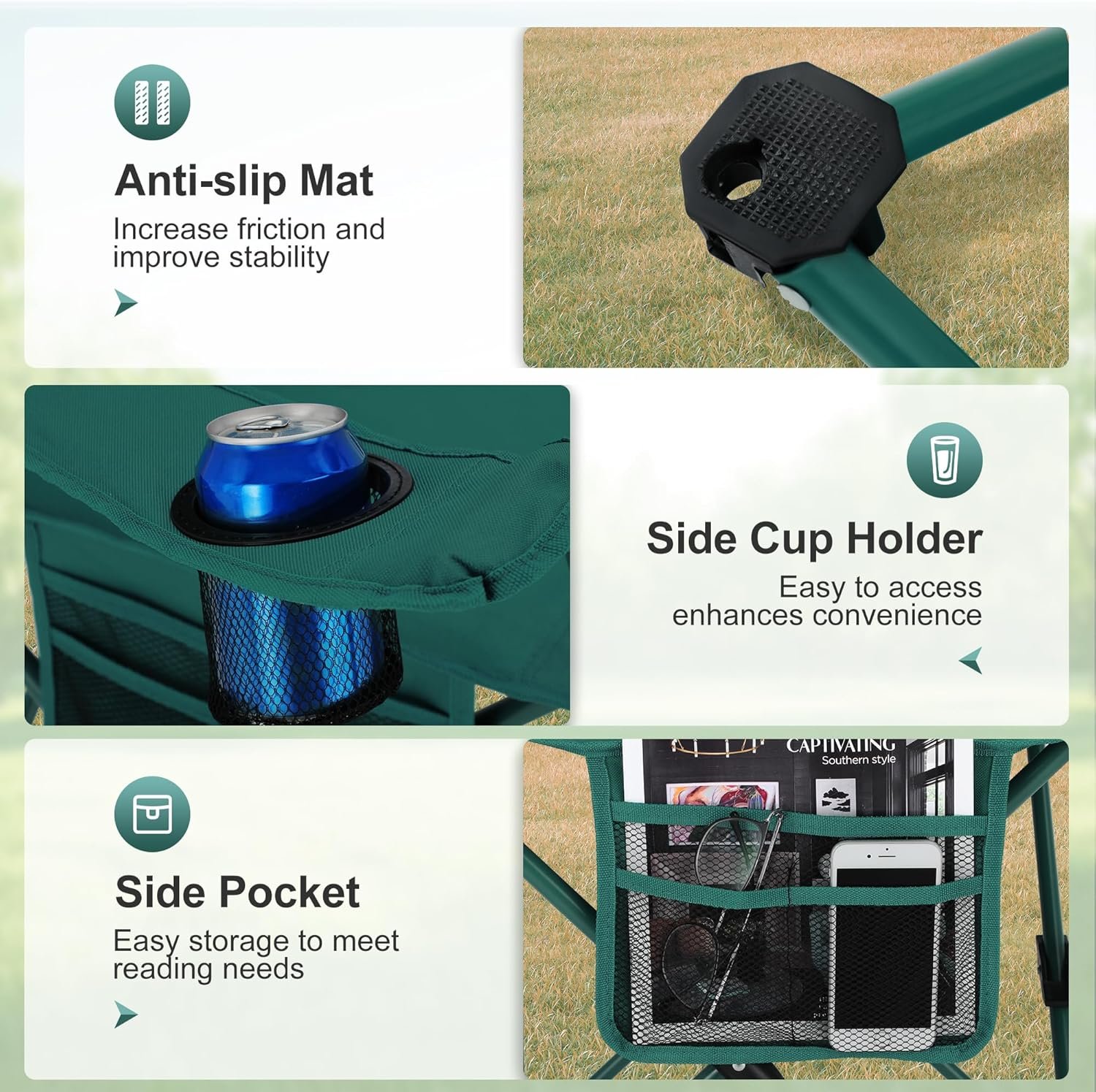 LET'S CAMP Silla de campamento, paquete de 2 sillas plegable - Imagen 7