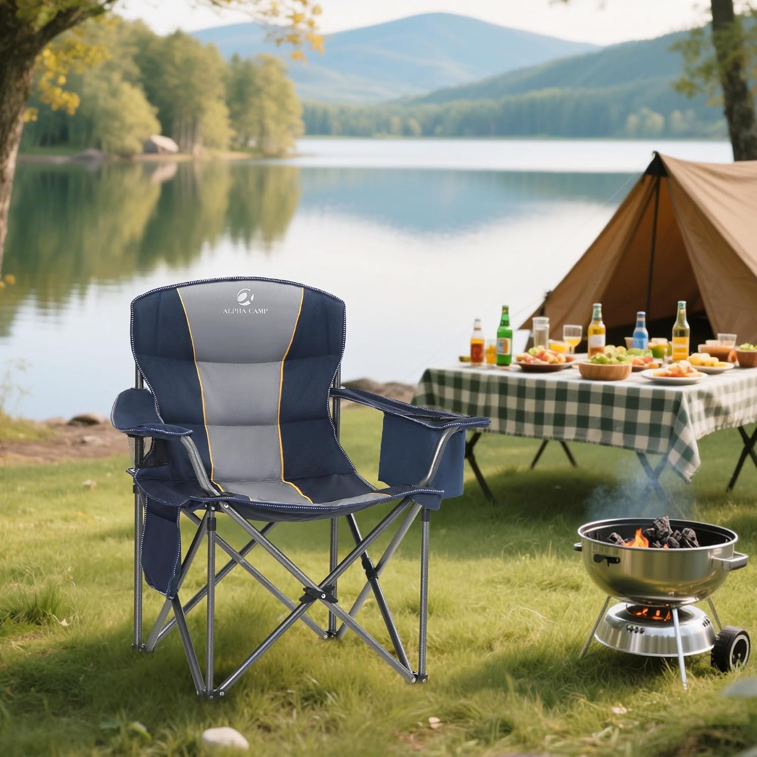 ALPHA CAMP Silla de camping de gran tamaño, silla de césped - Imagen 2