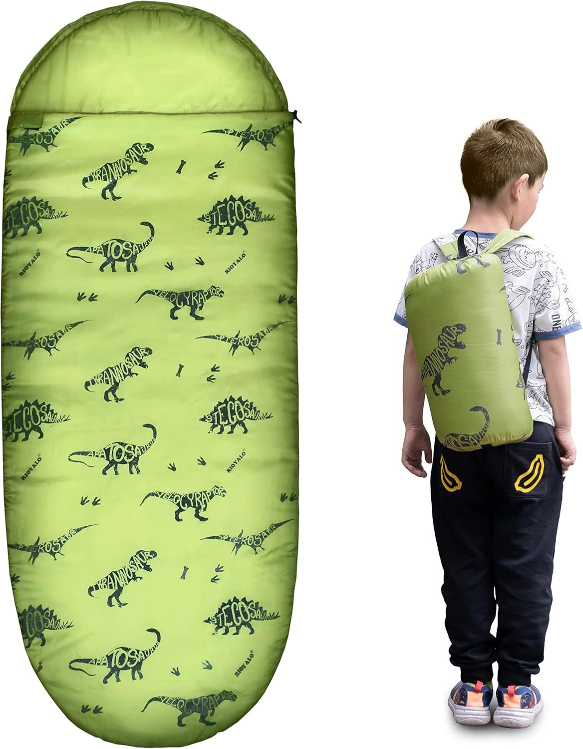 Saco de dormir de dinosaurio que brilla en la oscuridad para - Imagen 2