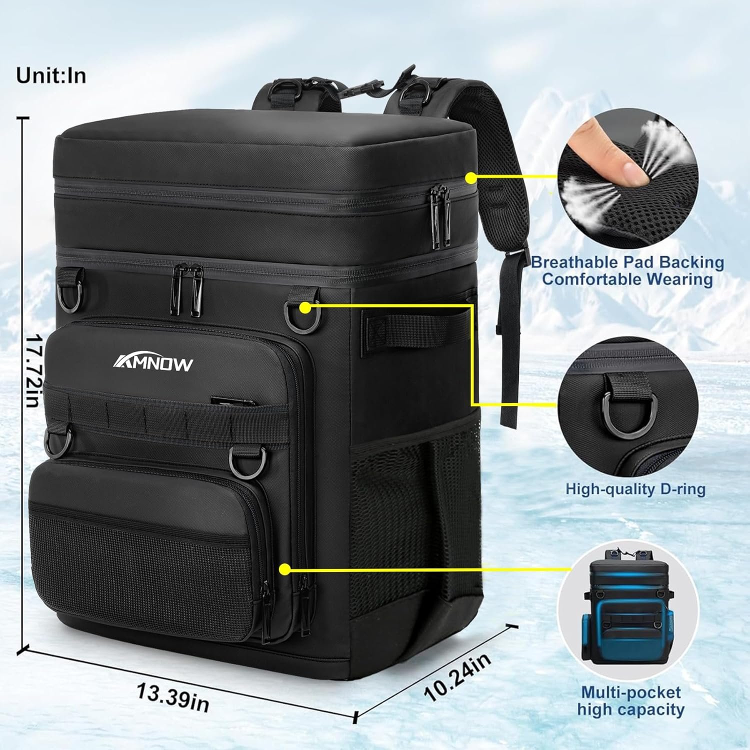 Backpack Cooler Insulated Leak Proof for Men Women 50 Cans S - Imagen 6