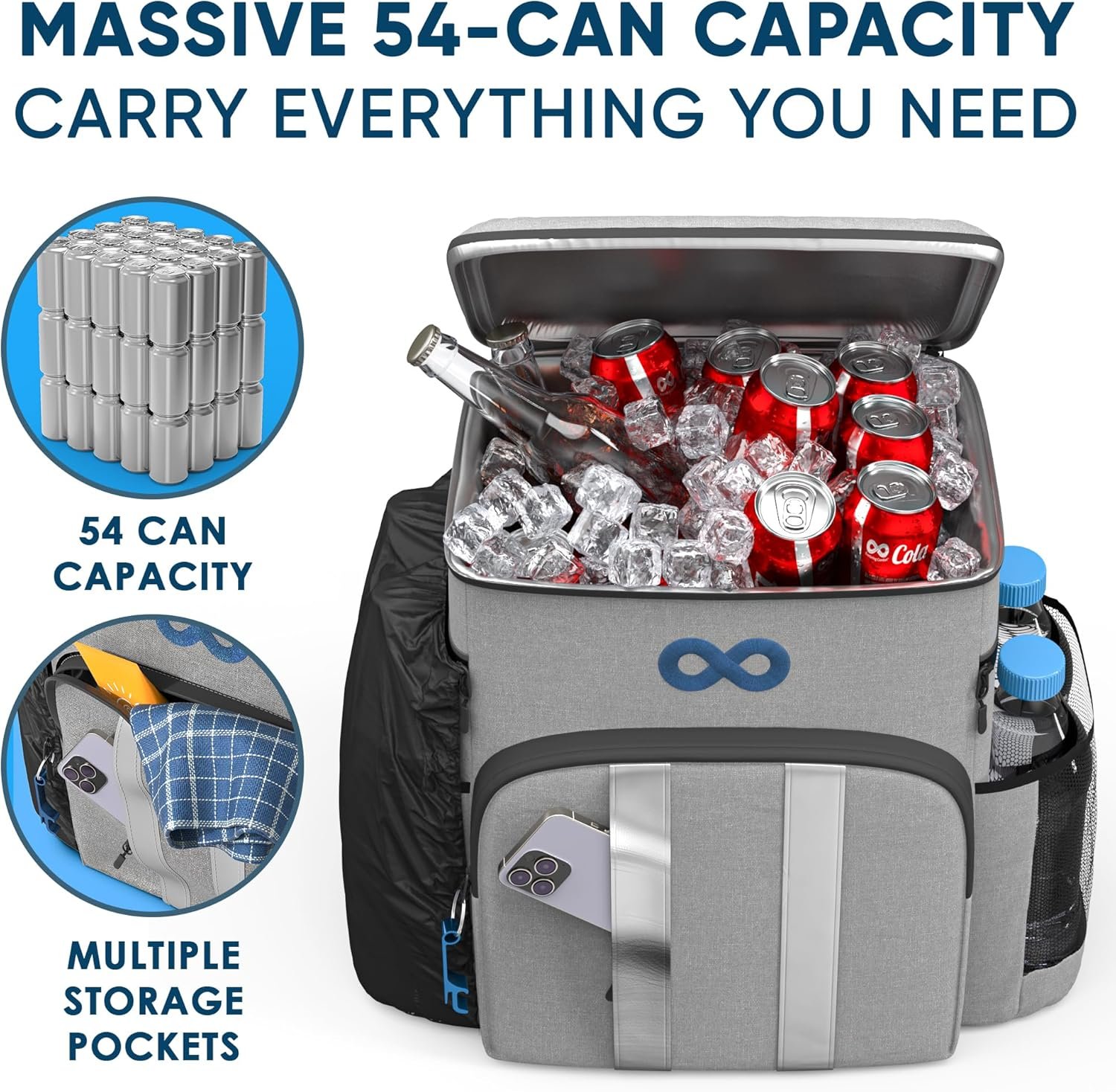 Everlasting Comfort Mochila térmica aislada – 54 latas, forr - Imagen 2