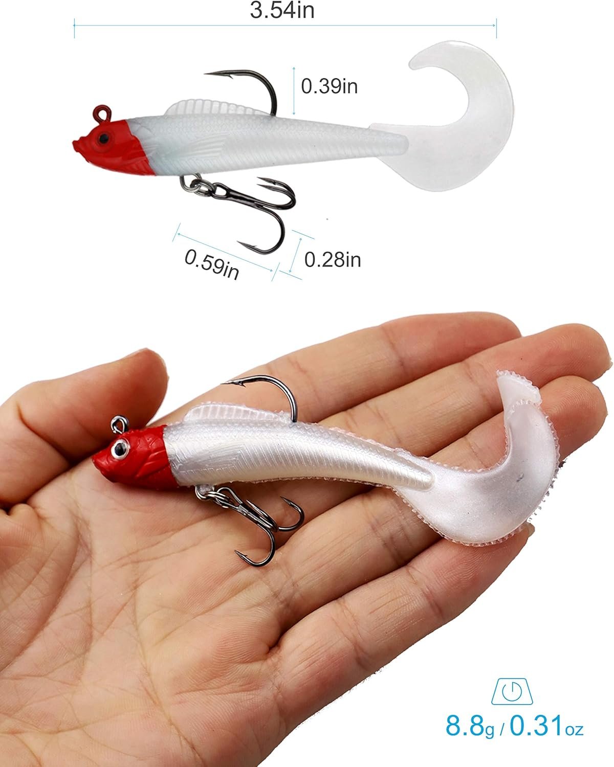 Señuelos para Bass Jig Head Soft Swimbait, paquete de 6 cebo - Imagen 3