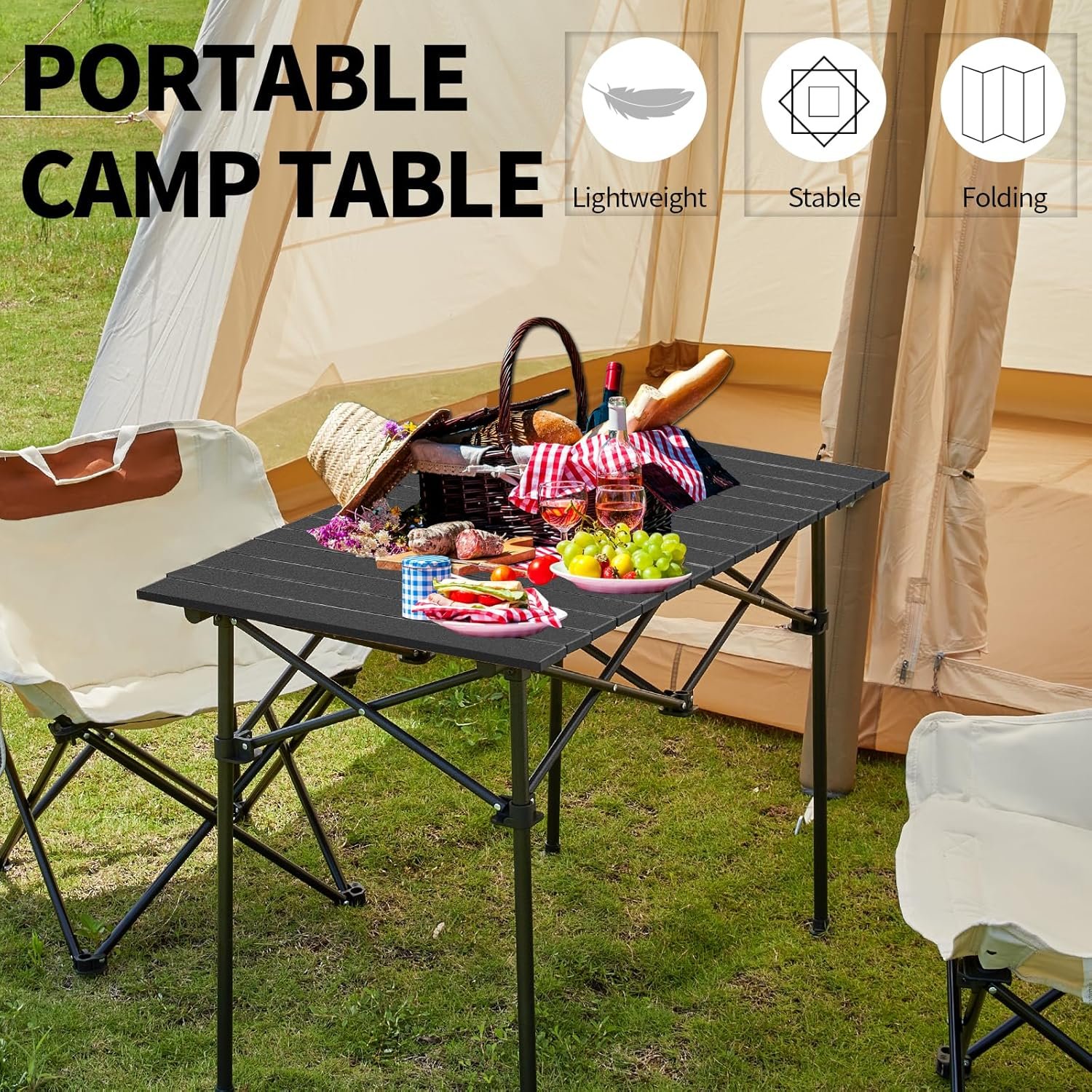 SHANQUAN Mesa de campamento plegable, 46.5 x 21.7 pulgadas, - Imagen 6