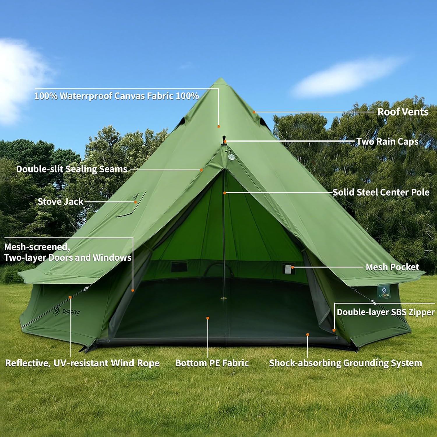 Tienda de campaña de yurta de lona con gato de estufa, tiend - Imagen 4