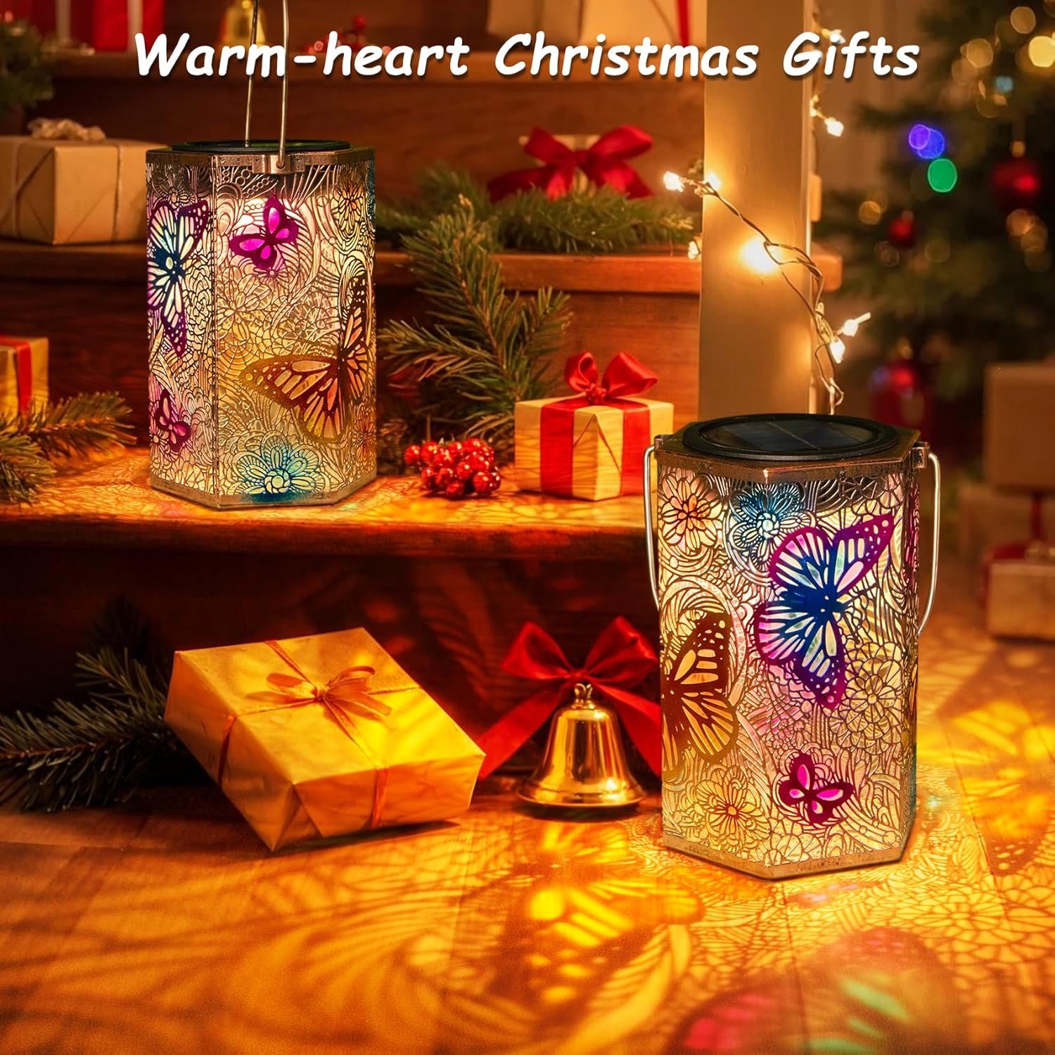 Paquete de 2 faroles solares de mariposa para exteriores, im - Imagen 3