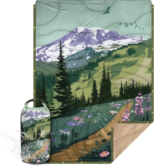 KawaGebo Kamp Manta de campamento al aire libre con forro sh