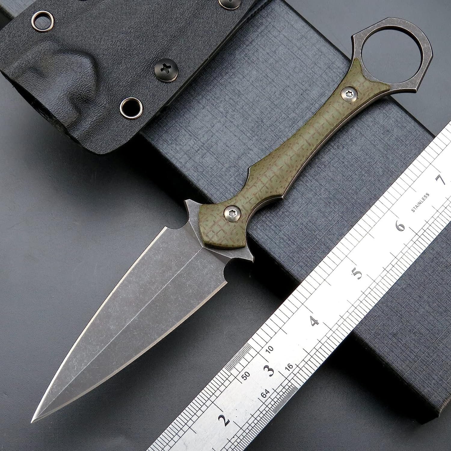 GTK292 Cuchillo de hoja fija D2 Hoja de acero Micarta Mango - Imagen 2