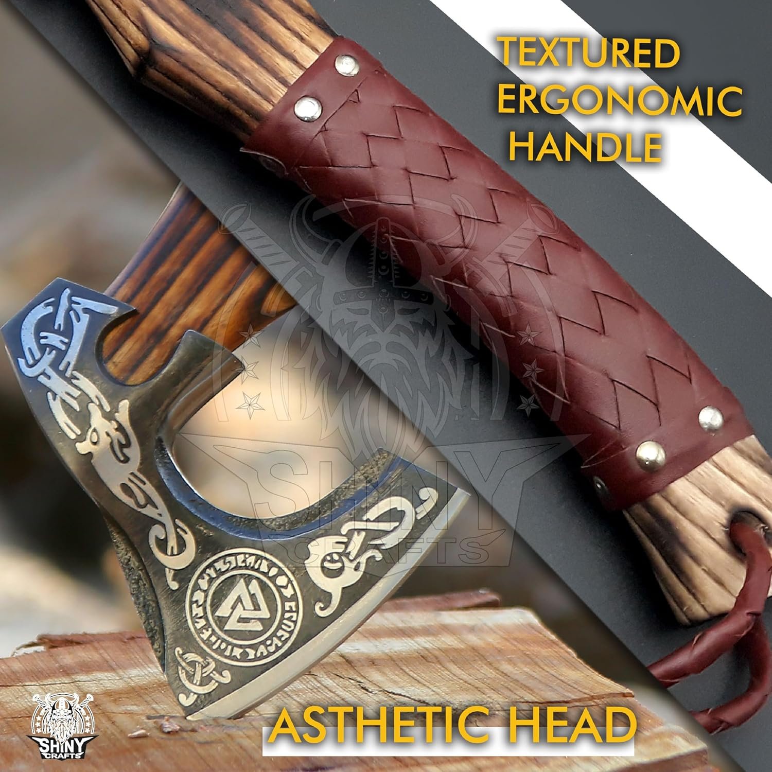 SHINY CRAFTS -Axes Hacha vikinga hecha a mano, hacha nórdica - Imagen 2