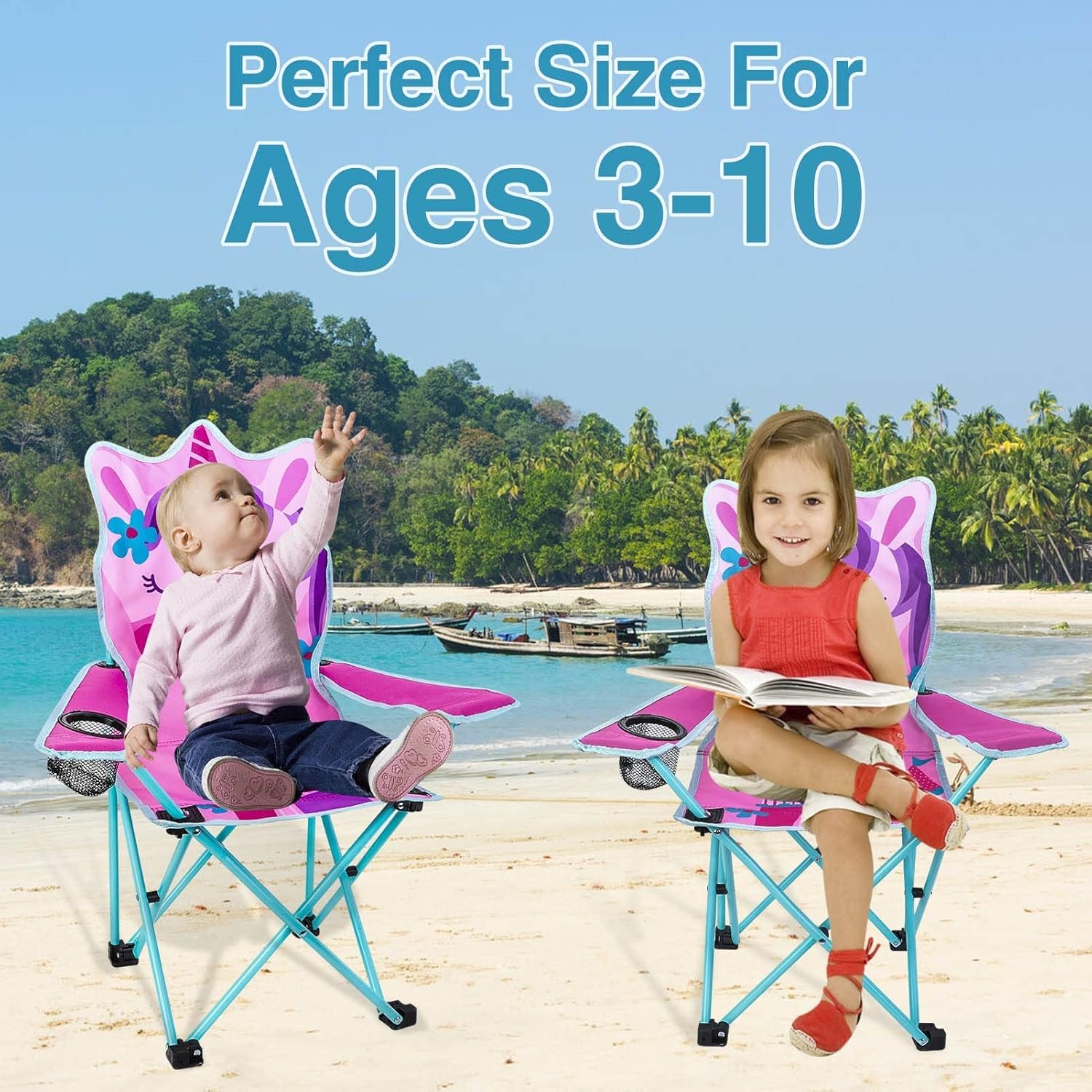 KABOER Silla plegable para césped y camping para niños con p - Imagen 7