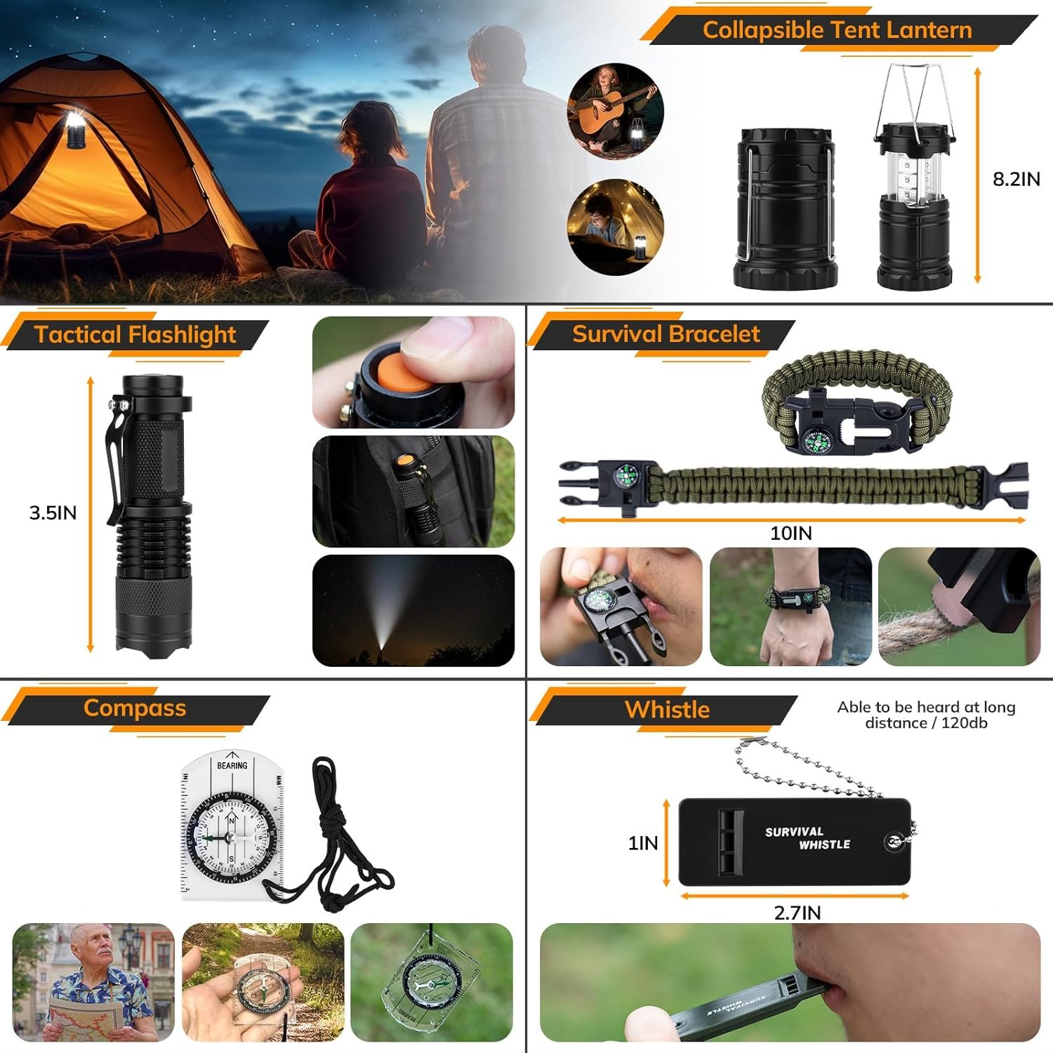 Survival Kit, 250pcs Survival Tools Tactical Gear and Trauma - Imagen 4