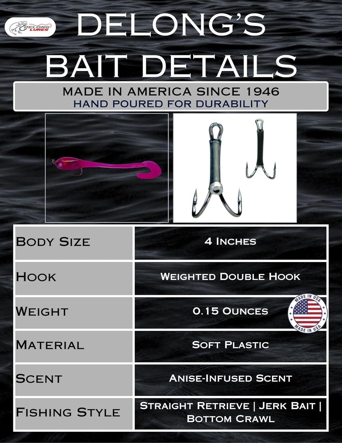 Señuelos de pesca hechos en Estados Unidos - Twister Tad Tad - Imagen 4