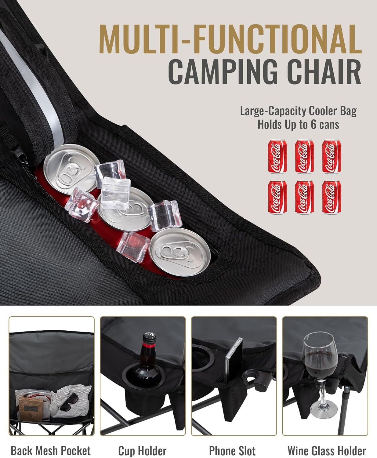 KingCamp Respaldo de gran ángulo sillas de camping plegables - Imagen 5