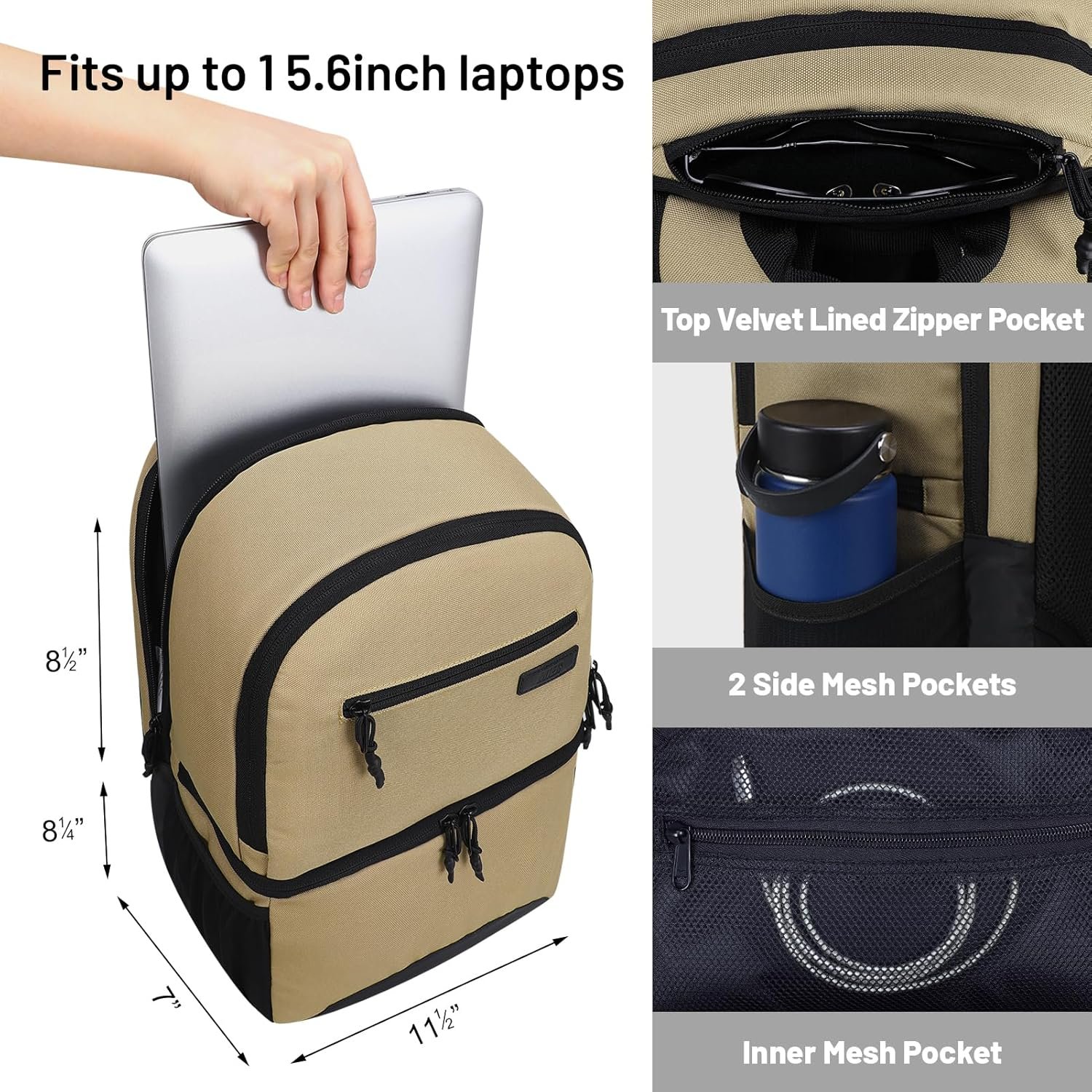 MIER Mochila térmica 2 en 1 aislada para hombres y mujeres, - Imagen 4