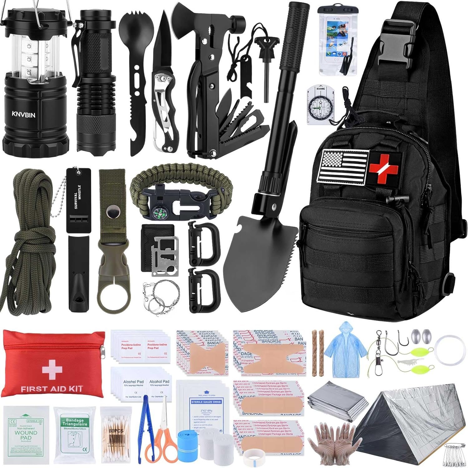 Survival Kit, 250pcs Survival Tools Tactical Gear and Trauma