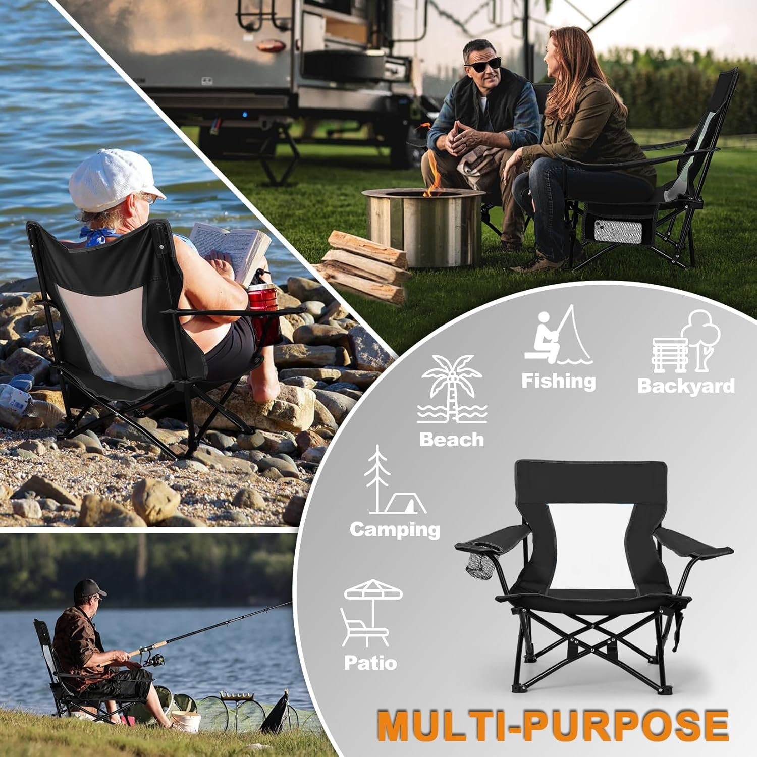 Joyfair Silla de camping de playa (paquete de 2), silla pleg - Imagen 6