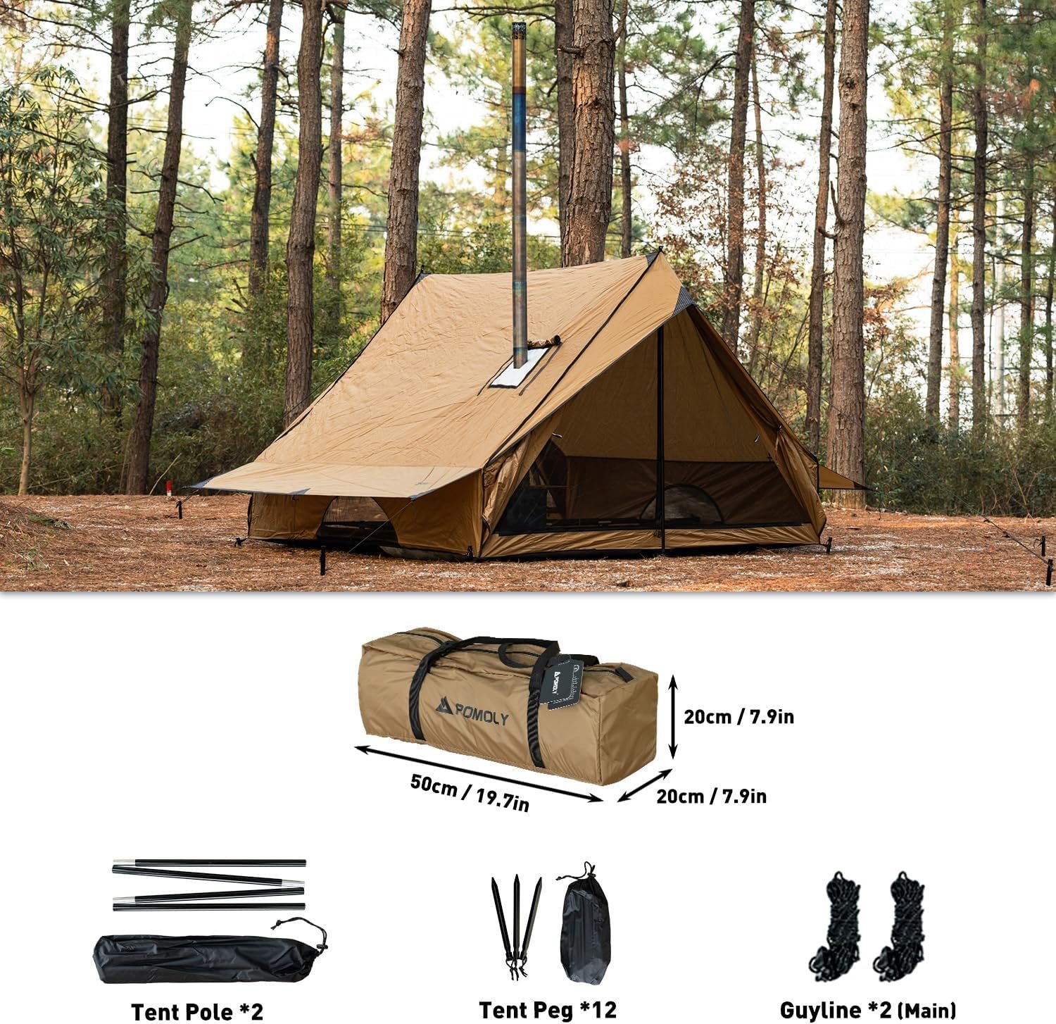 POMOLY Camping Hot Tent Cabin Tent, Chalet 70 Series Portabl - Imagen 2