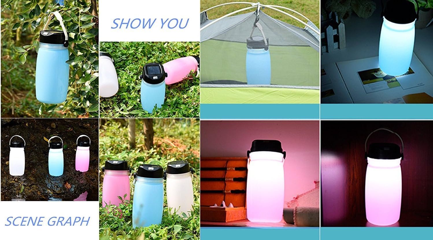 Botella de linterna solar, luces solares LED, plegable, de s - Imagen 7