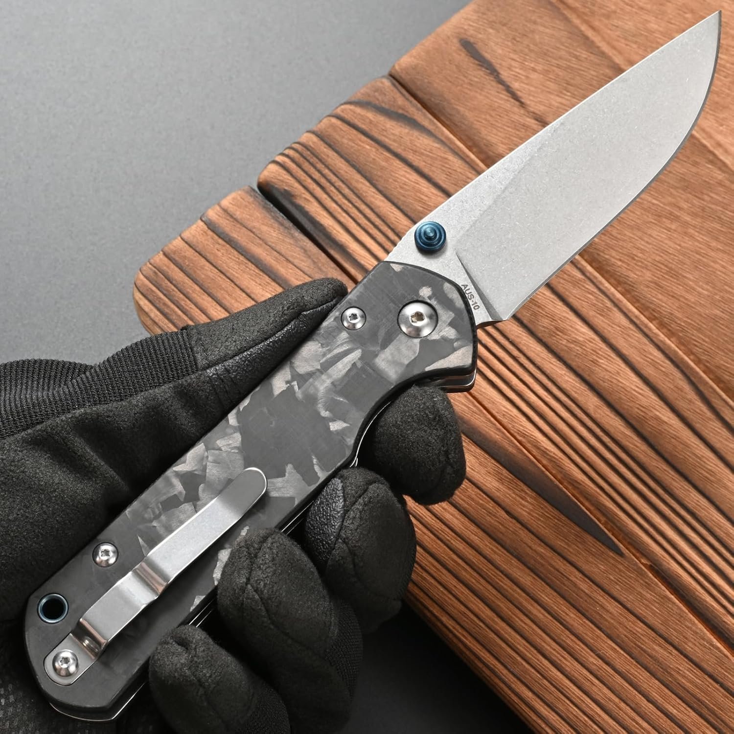 FF23 Carbon Fiber Handle Folding Knife, AUS-10 Steel Blade K - Imagen 6