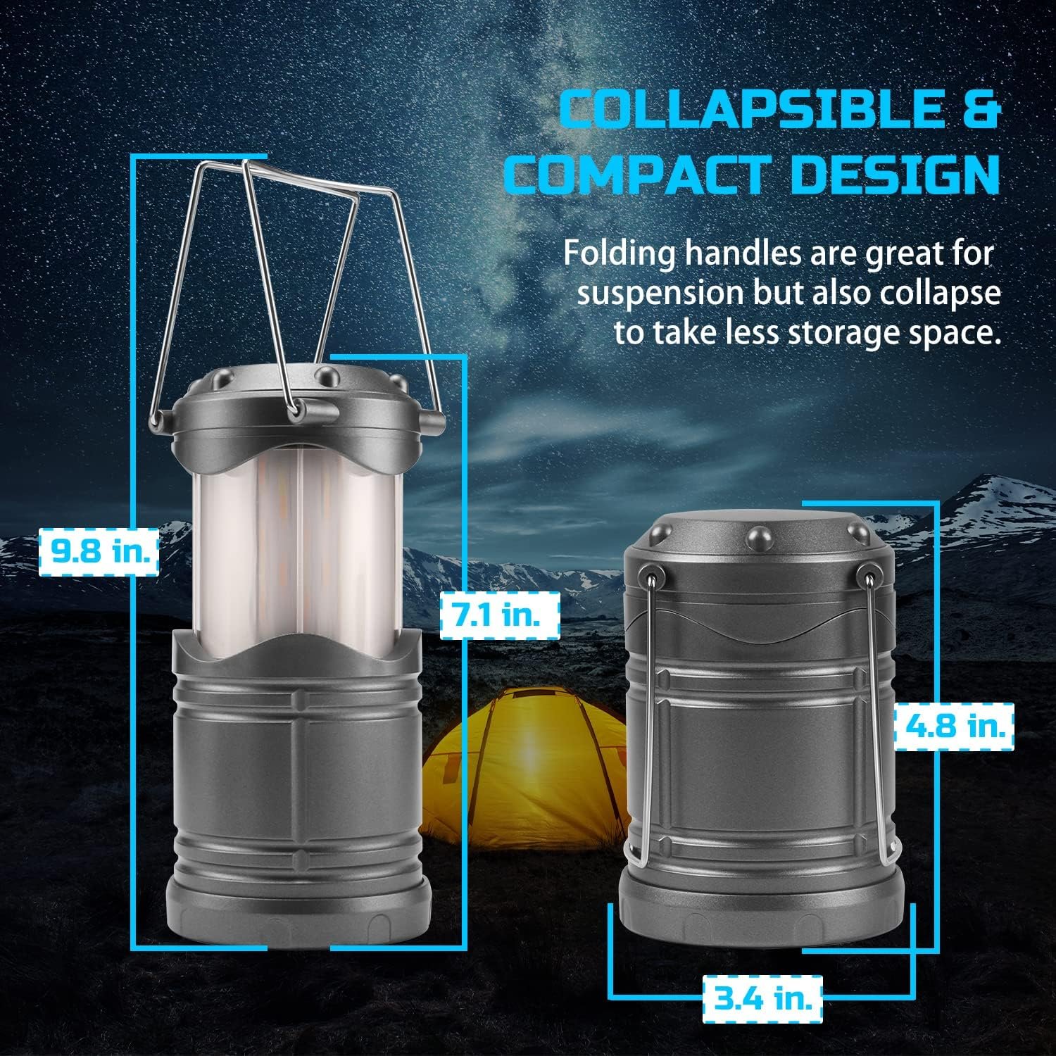 Lichamp Paquete de 4 linternas LED para campamento, velas pl - Imagen 3
