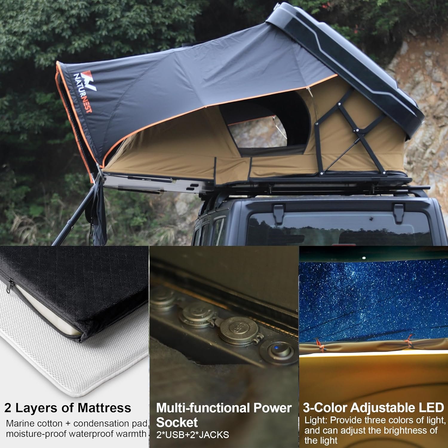 Naturnest - Tienda de campaña de techo rígida, diseño de esp - Imagen 5