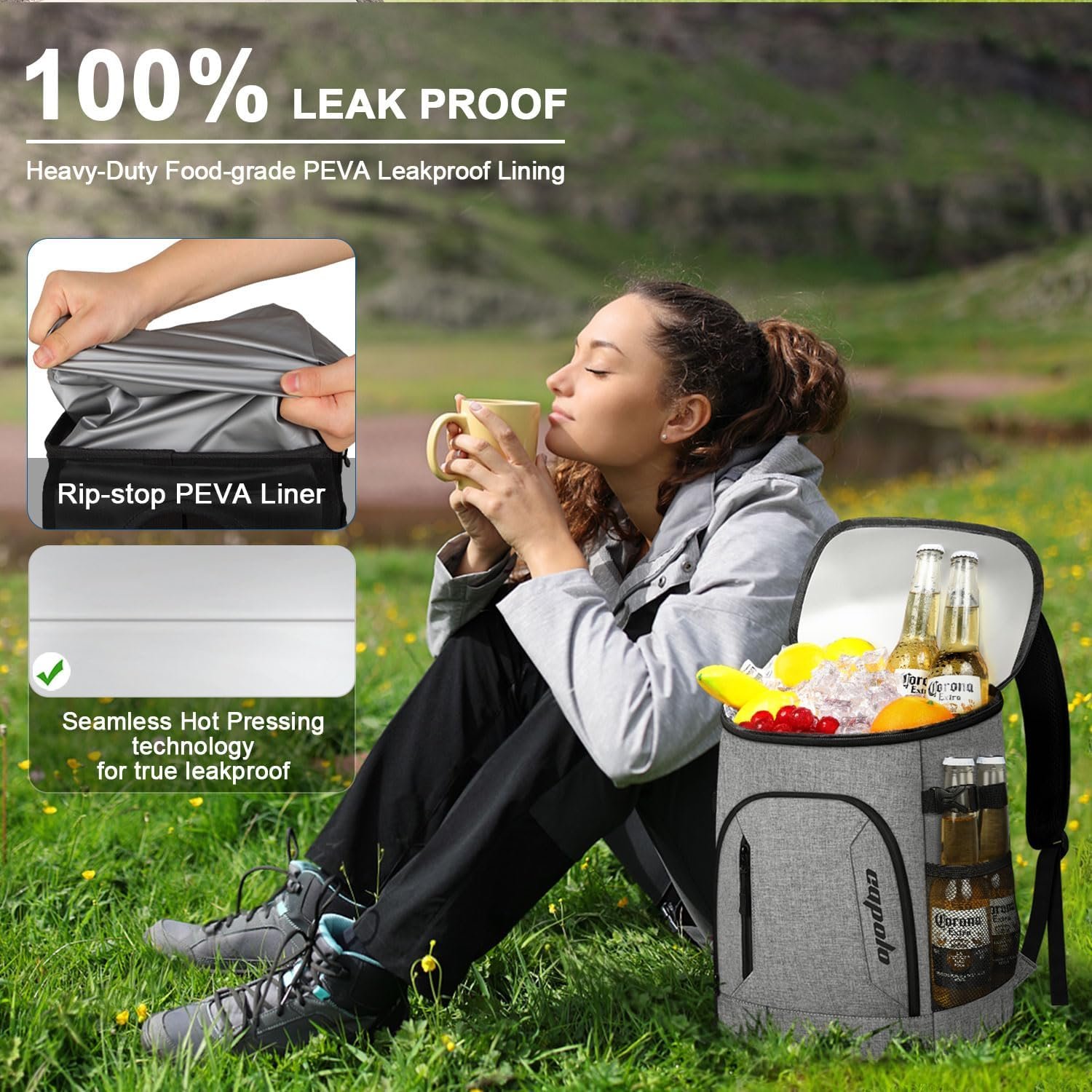 Capolo Mochila enfriadora de 30/45 latas, bolsa térmica aisl - Imagen 3