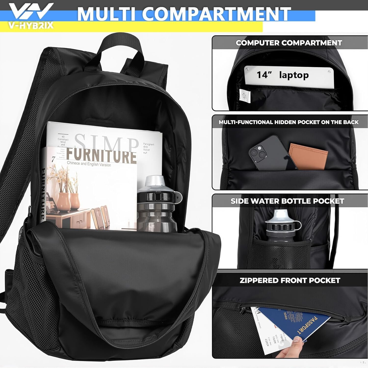 Mochila para hombres y mujeres, 30 L, impermeable, ligera, 0 - Imagen 4