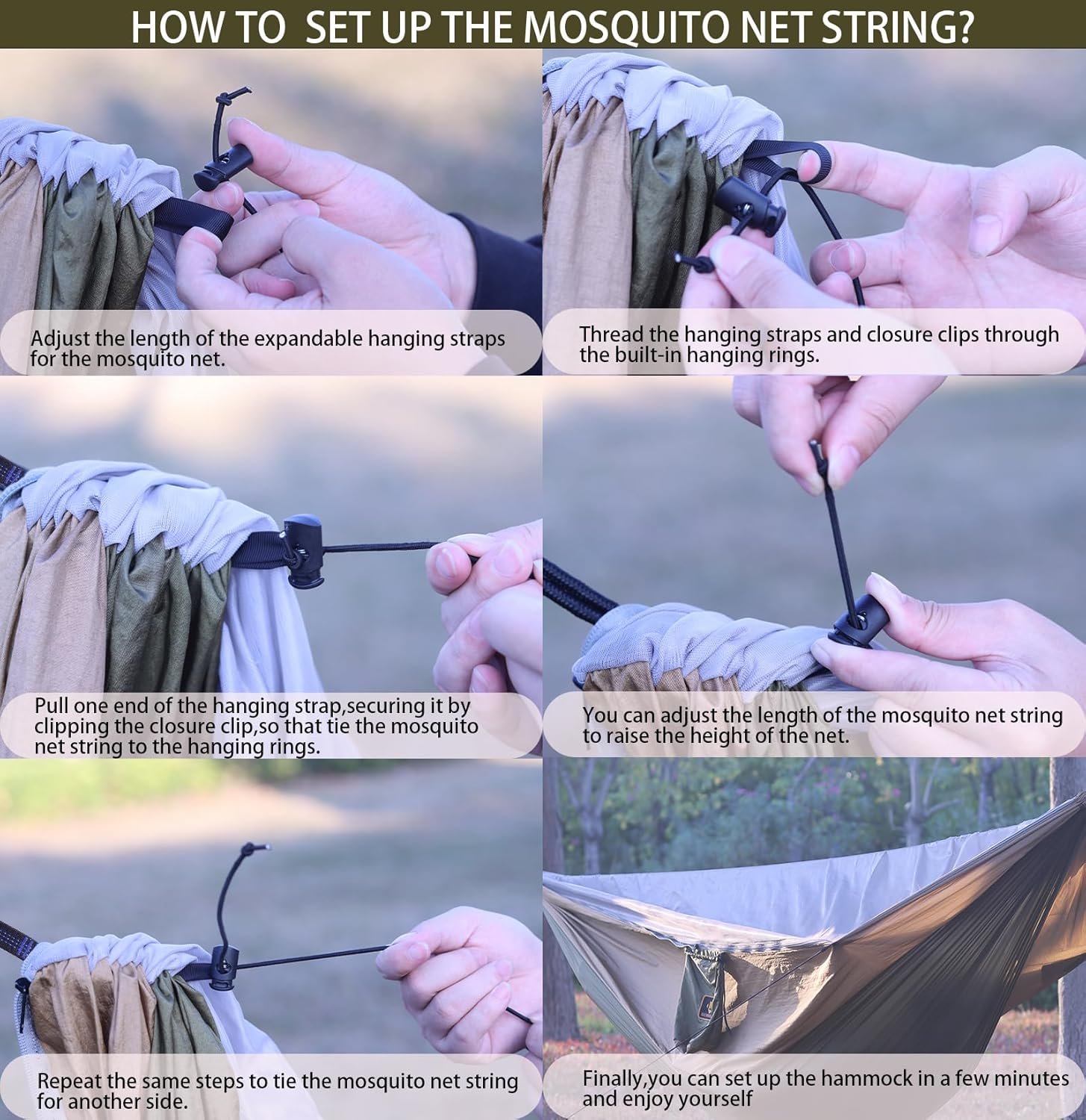 Hamaca de campamento, hamacas portátiles con mosquitera, ham - Imagen 5
