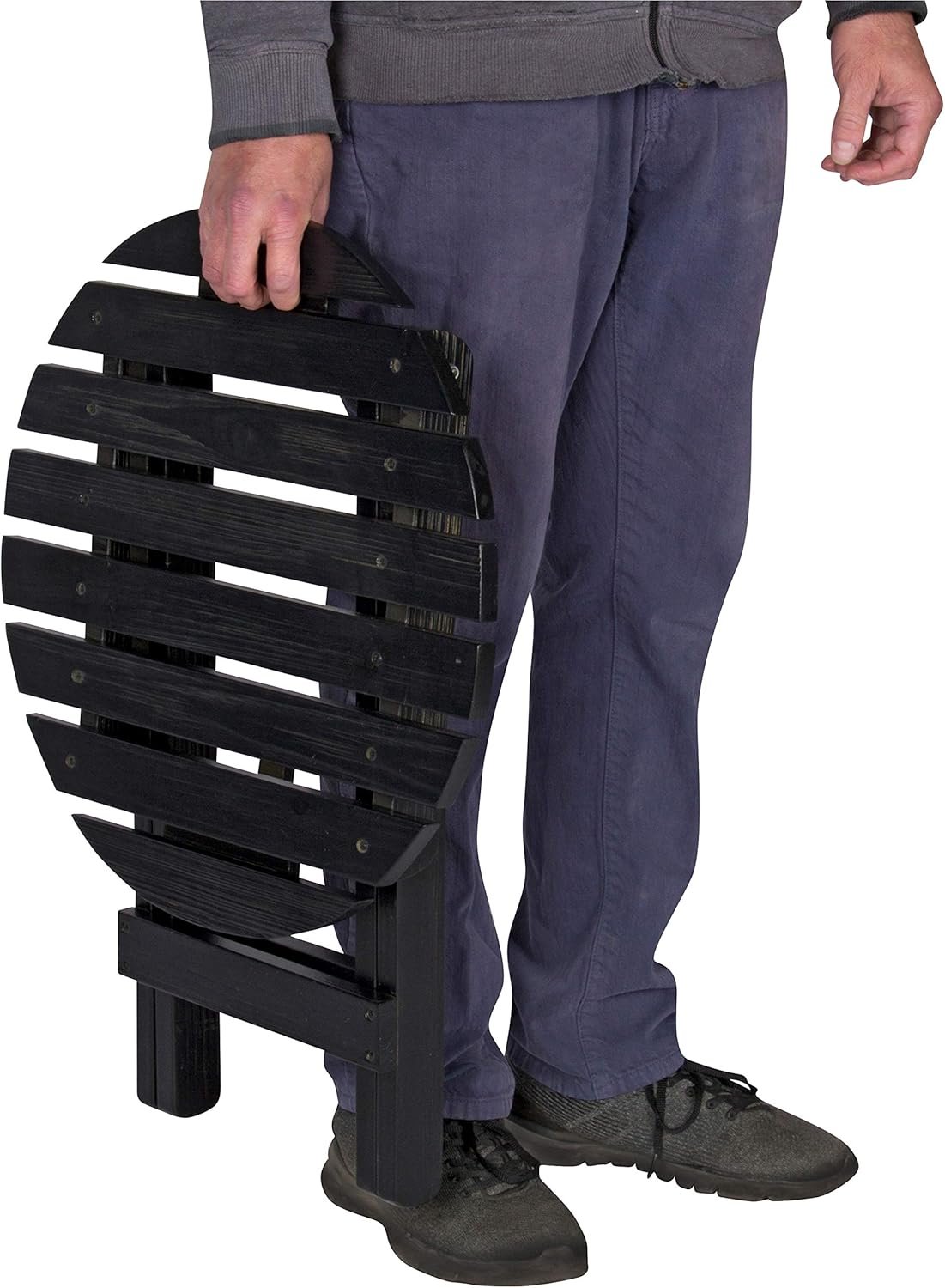 Shine Company Mesa auxiliar redonda plegable de madera maciz - Imagen 5