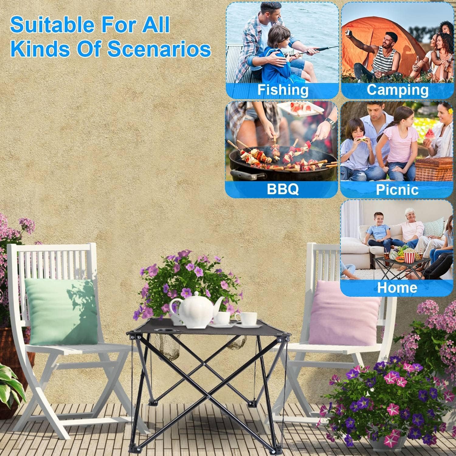 Mesa auxiliar plegable para campamento, mesa de campamento p - Imagen 7