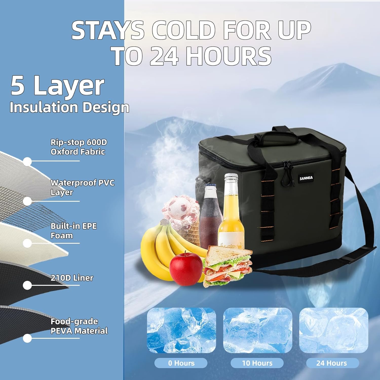 Mochila enfriadora aislada a prueba de fugas para mujeres y - Imagen 4