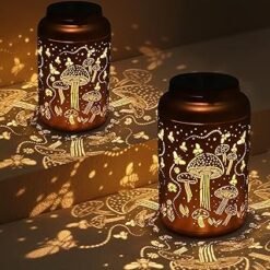 Paquete de 2 faroles solares impermeables para exteriores, d