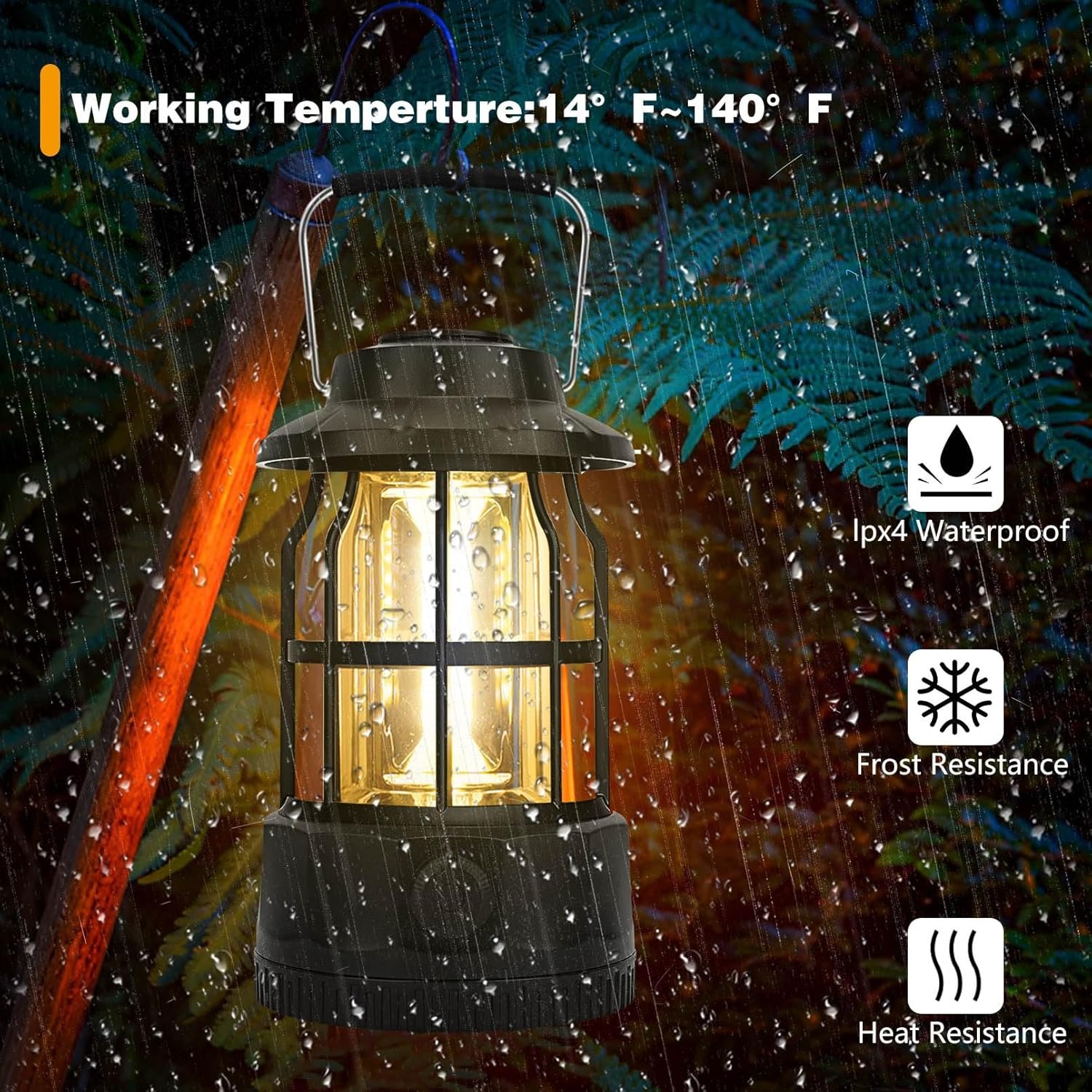 Linterna de camping recargable alimentada por USB, atenuador - Imagen 4