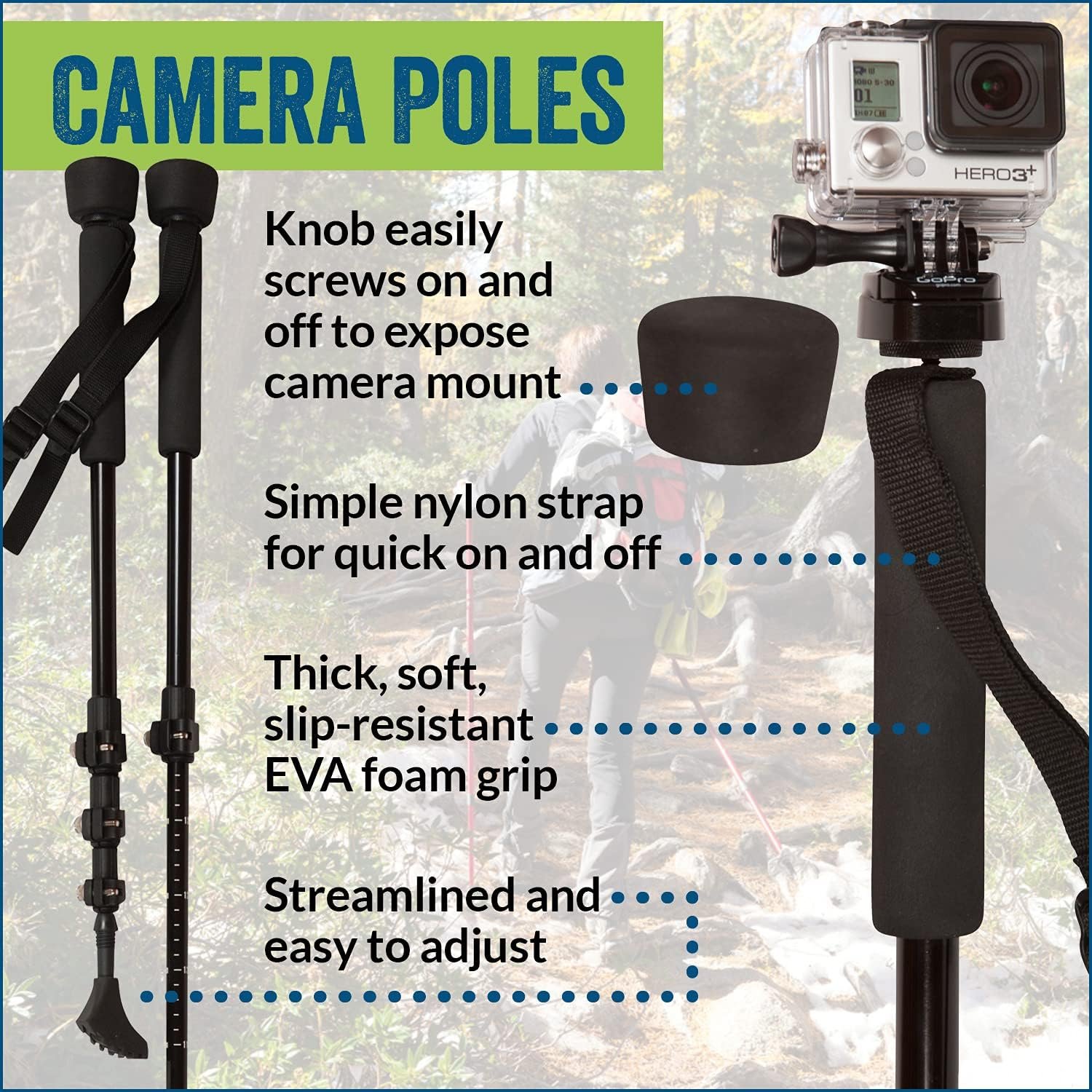 York Nordic PRO - Bastones plegables de 4 piezas, par de bas - Imagen 2