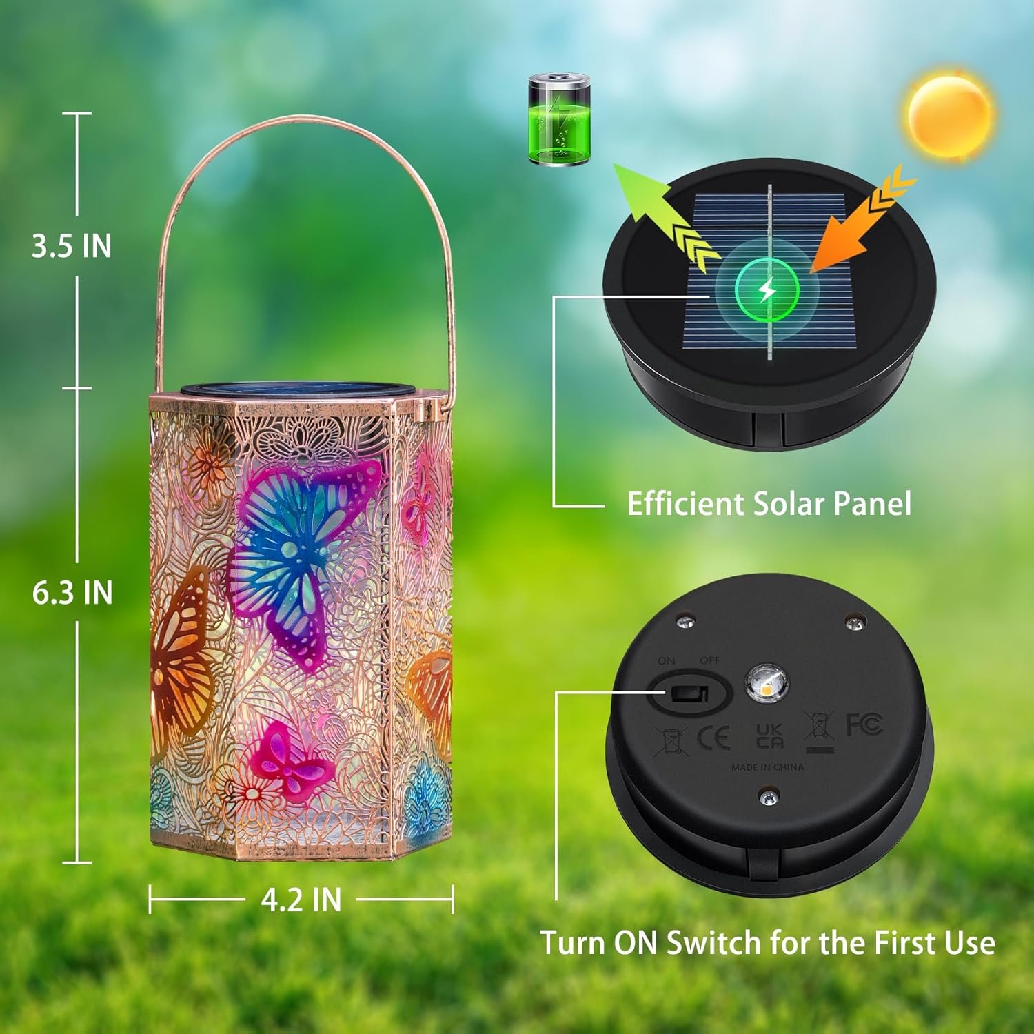Paquete de 2 faroles solares de mariposa para exteriores, im - Imagen 5