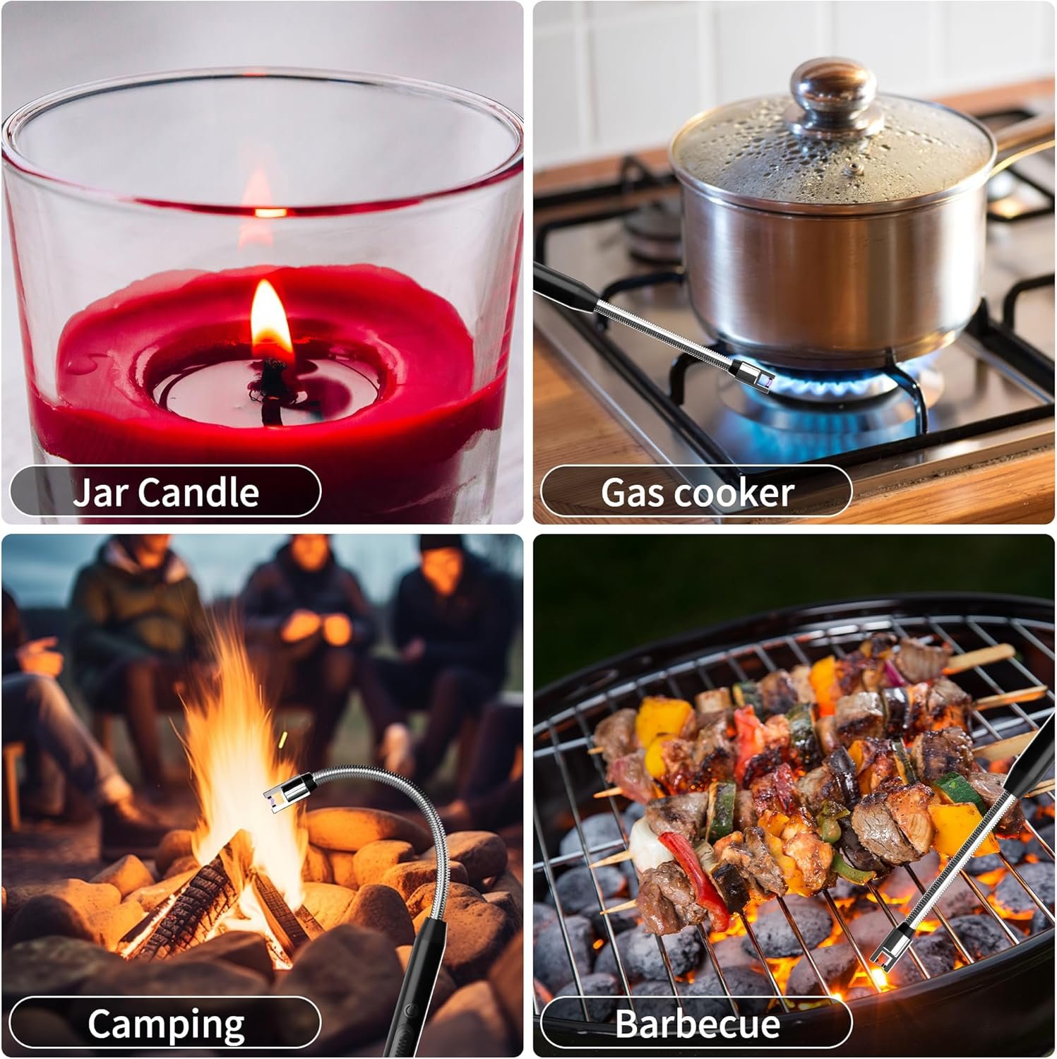 Paquete de 2 encendedores eléctricos recargables, sin llama, - Imagen 4