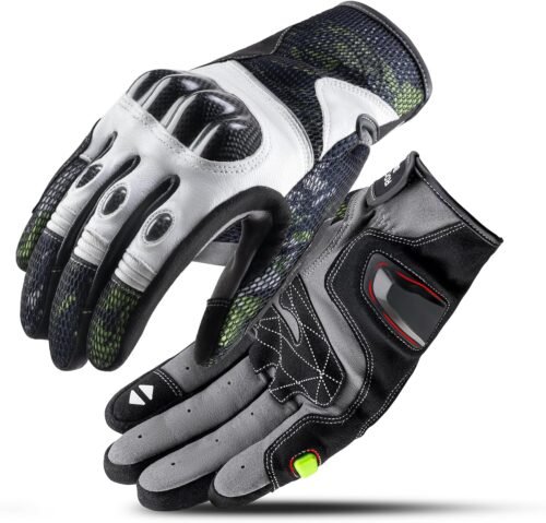 ROCKBROS Guantes de cuero para motocicleta para hombre, prot