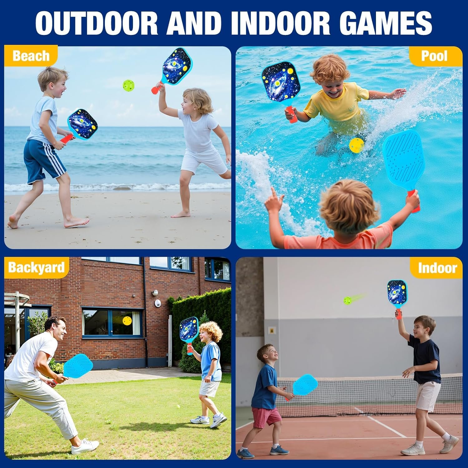 Juego de 2 palas de pickleball para niños, diseño ligero, ag - Imagen 6