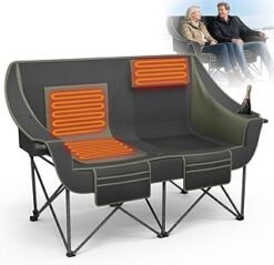 SHIJING Silla de camping doble con calefacción, sillas plega