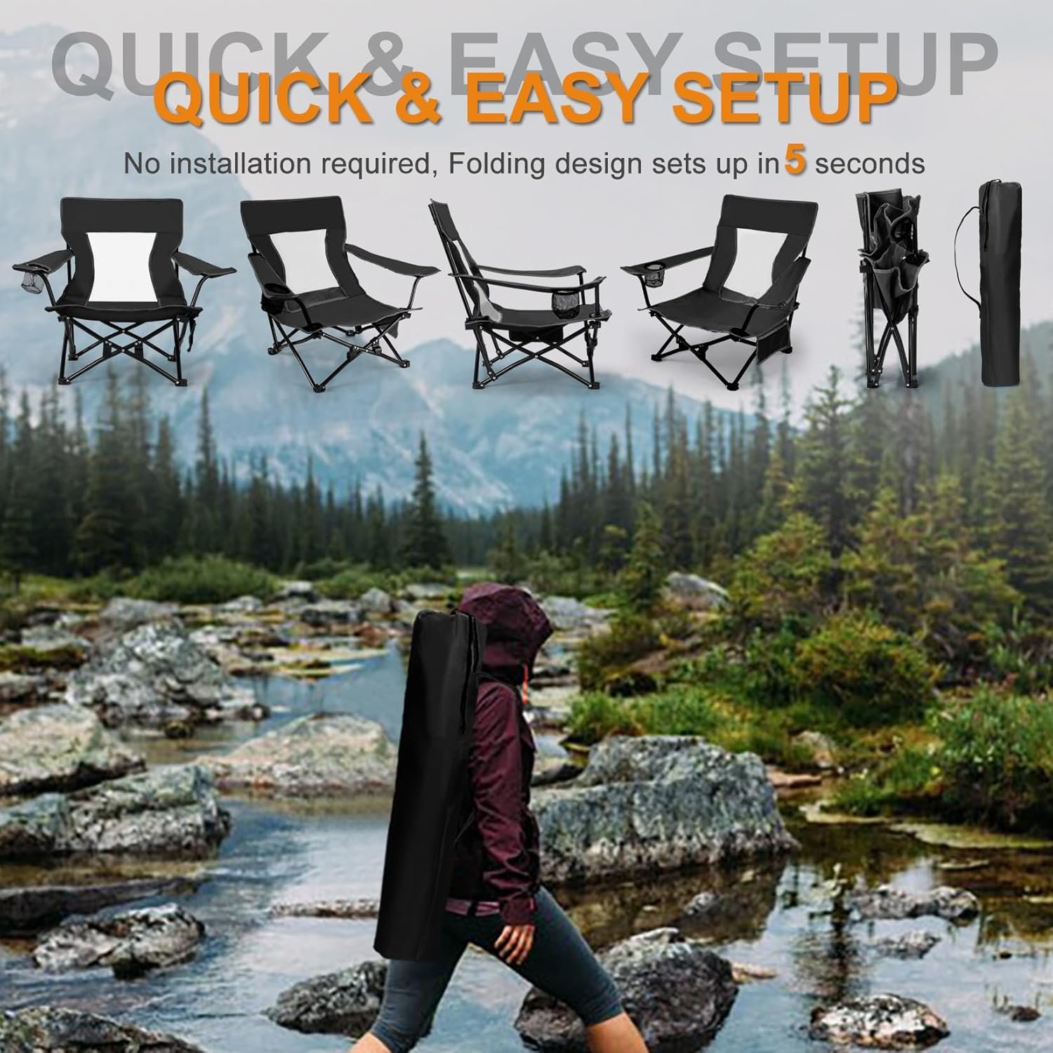 Joyfair Silla de camping de playa (paquete de 2), silla pleg - Imagen 7