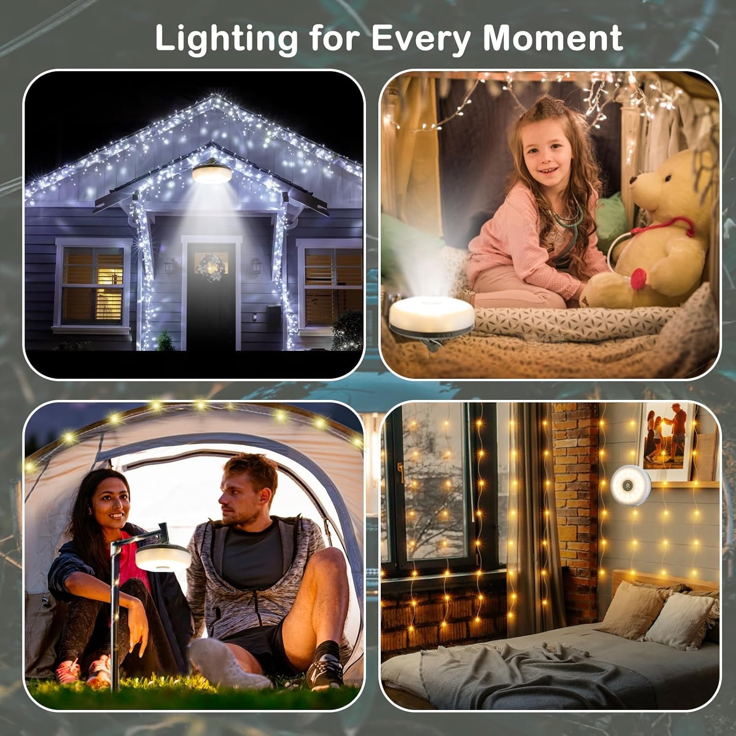 Guirnalda de luces de campamento, 4 en 1, linterna de campam - Imagen 7