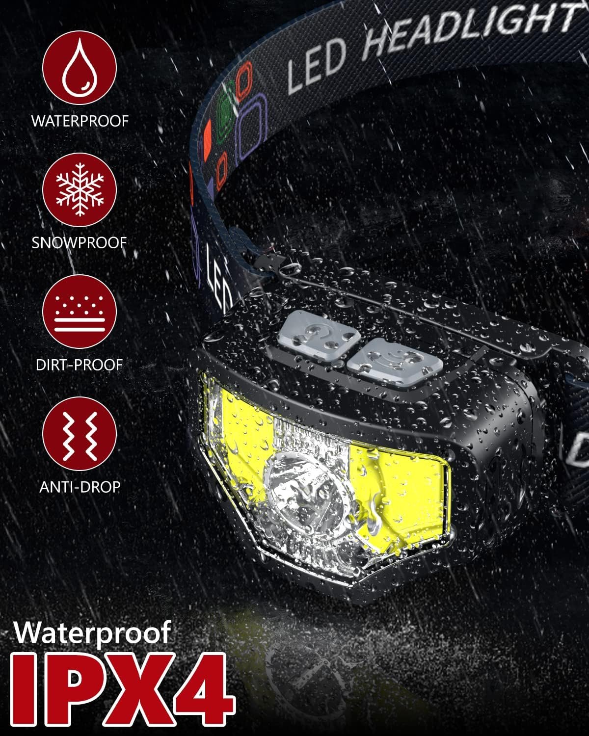 Linterna frontal recargable, 2 unidades, 1200 lúmenes, linte - Imagen 6