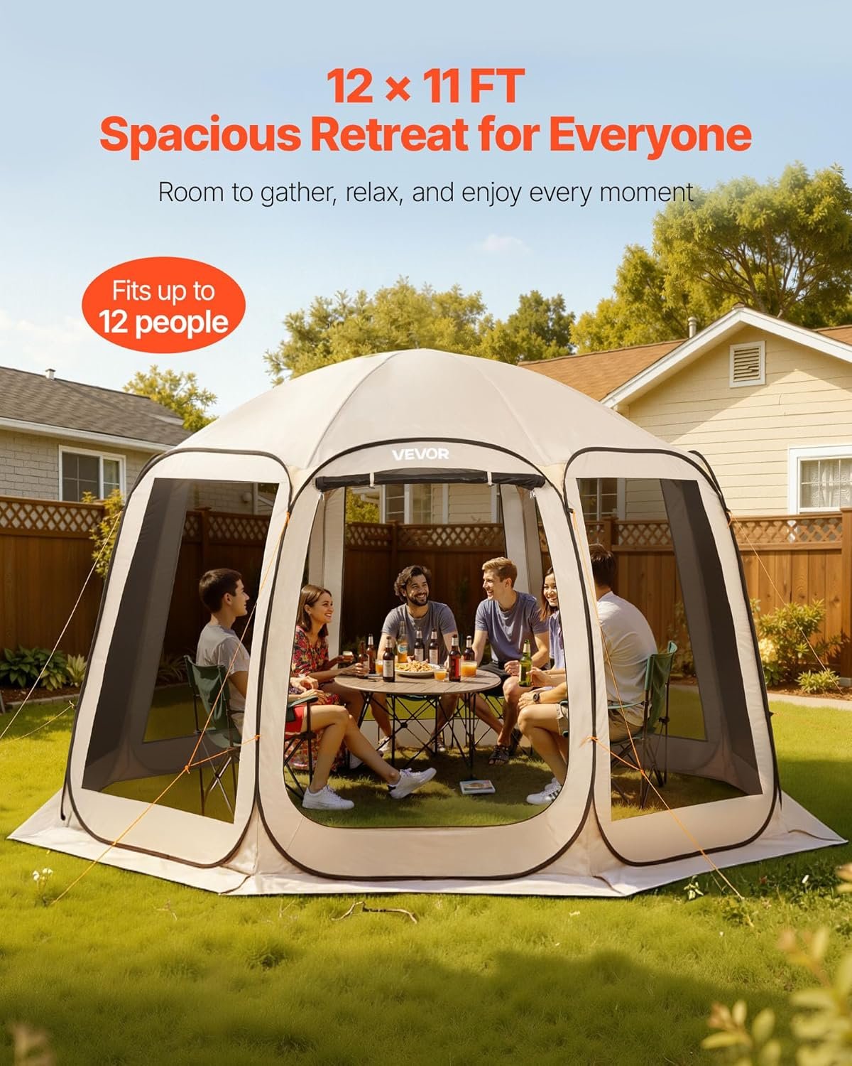 VEVOR Tienda de campaña con pantalla emergente, 12 x 11 pies - Imagen 3