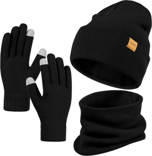 Conjunto de gorro de punto de invierno, bufanda y guantes, g