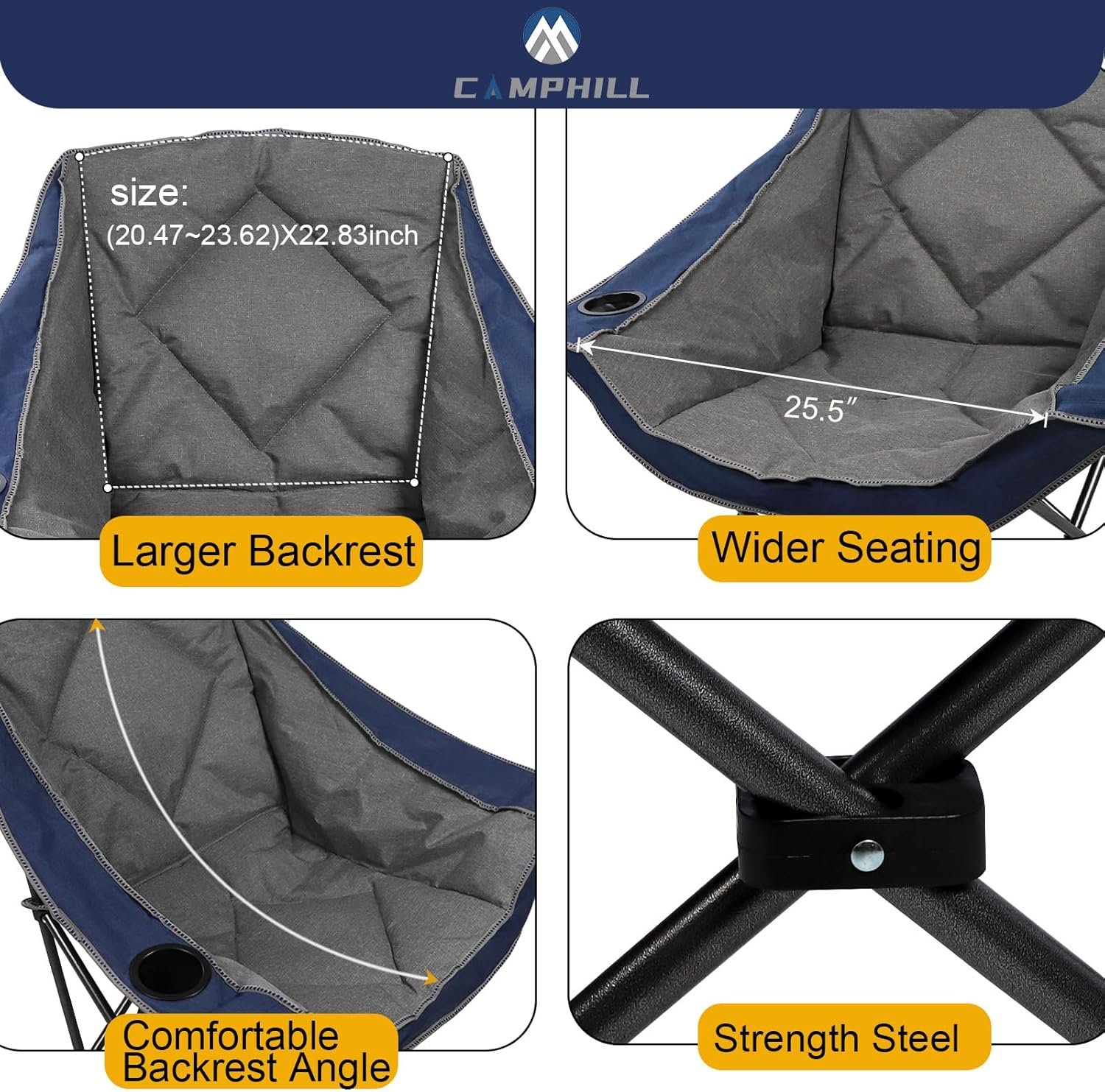 CAMPHILL Silla de camping plegable, silla de camping portáti - Imagen 5