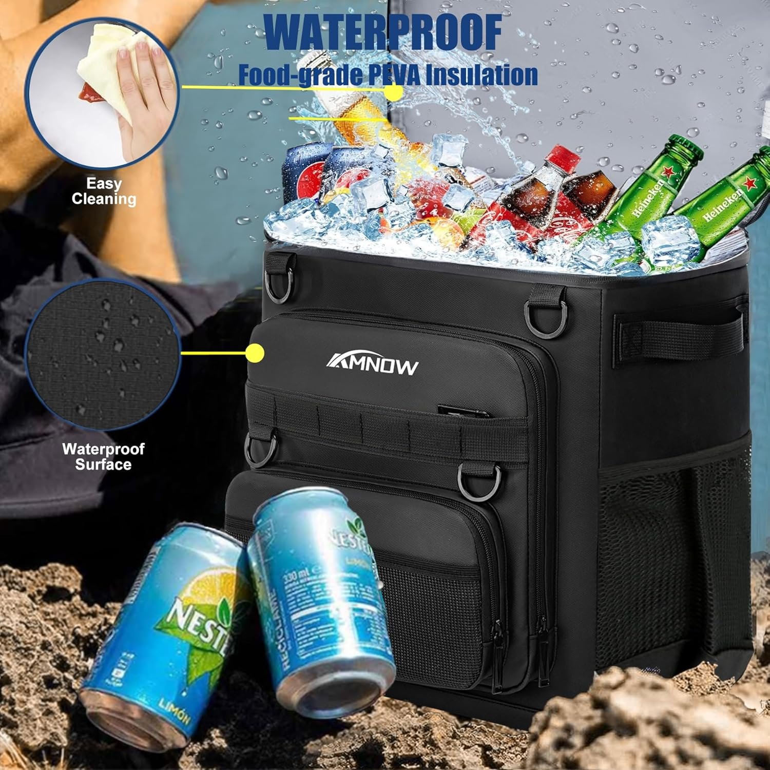 Backpack Cooler Insulated Leak Proof for Men Women 50 Cans S - Imagen 4