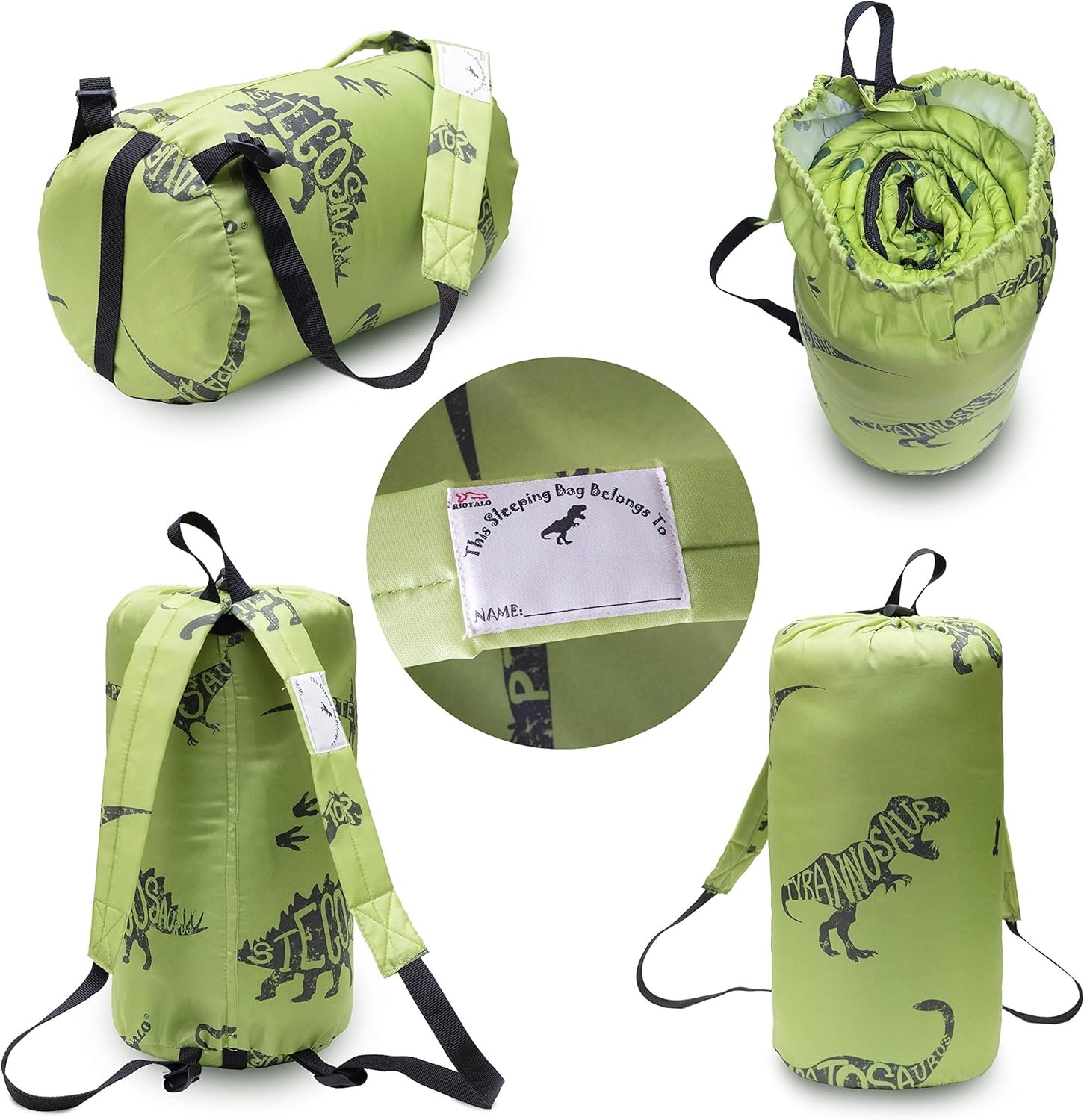 Saco de dormir de dinosaurio que brilla en la oscuridad para - Imagen 3