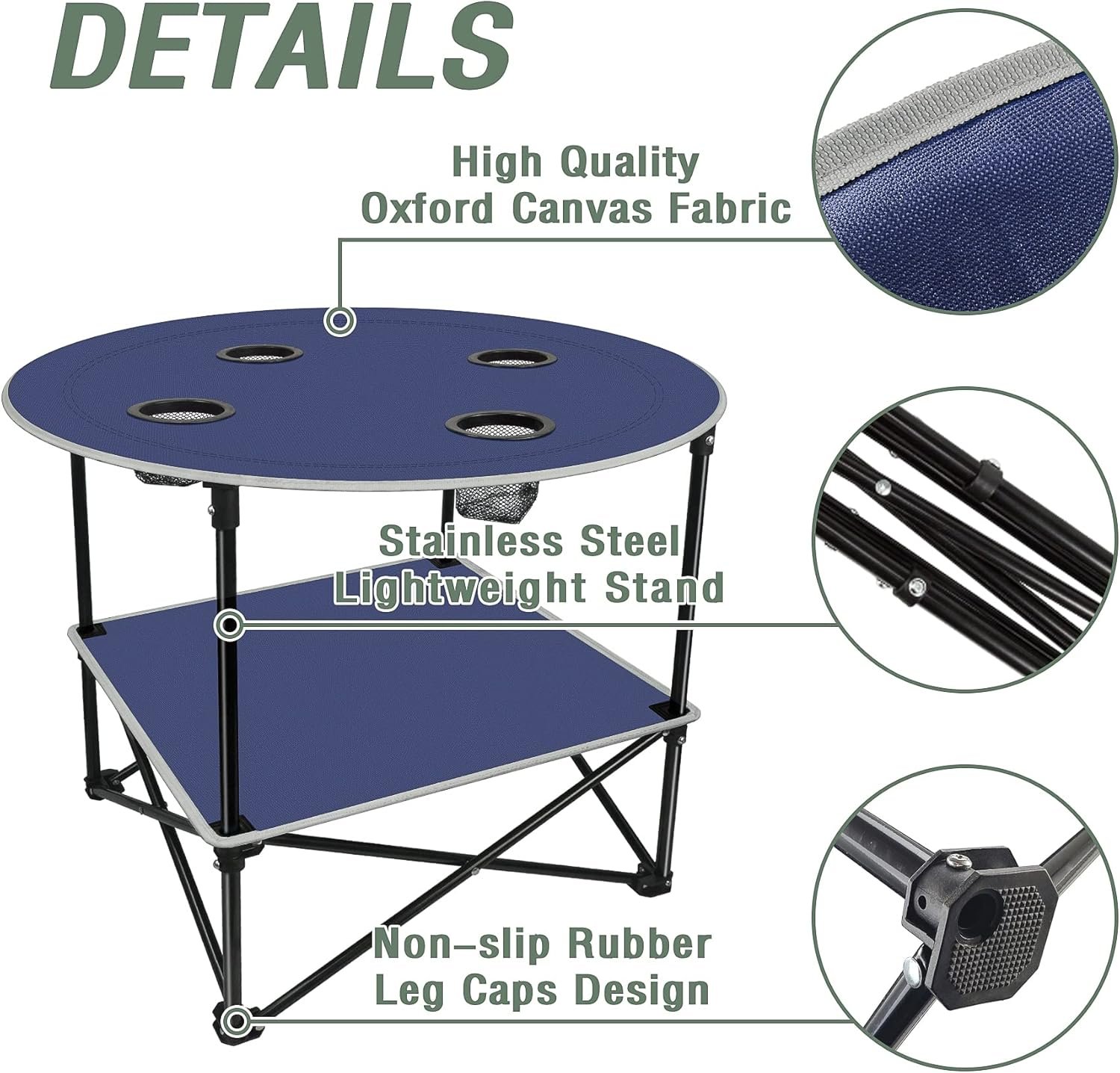 LESES Mesa de picnic portátil con estante, mesa de playa, me - Imagen 4