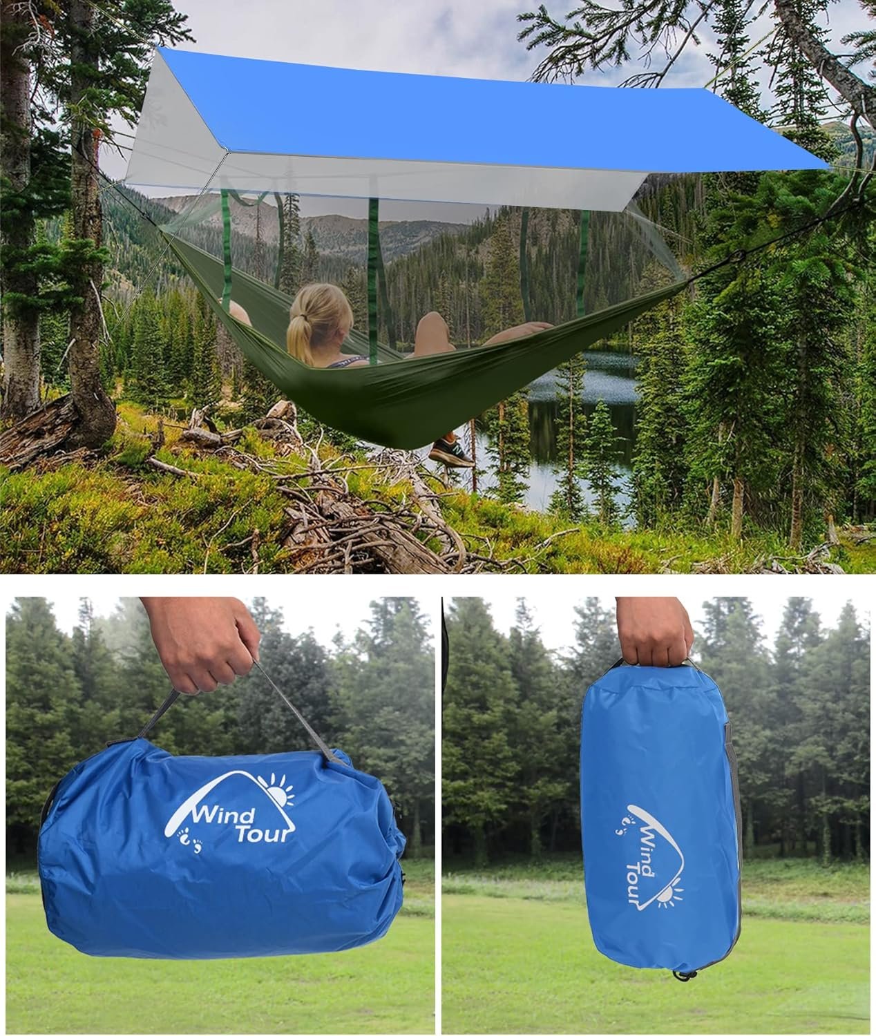 Wind Tour Tienda de campaña multifuncional portátil, huella, - Imagen 6