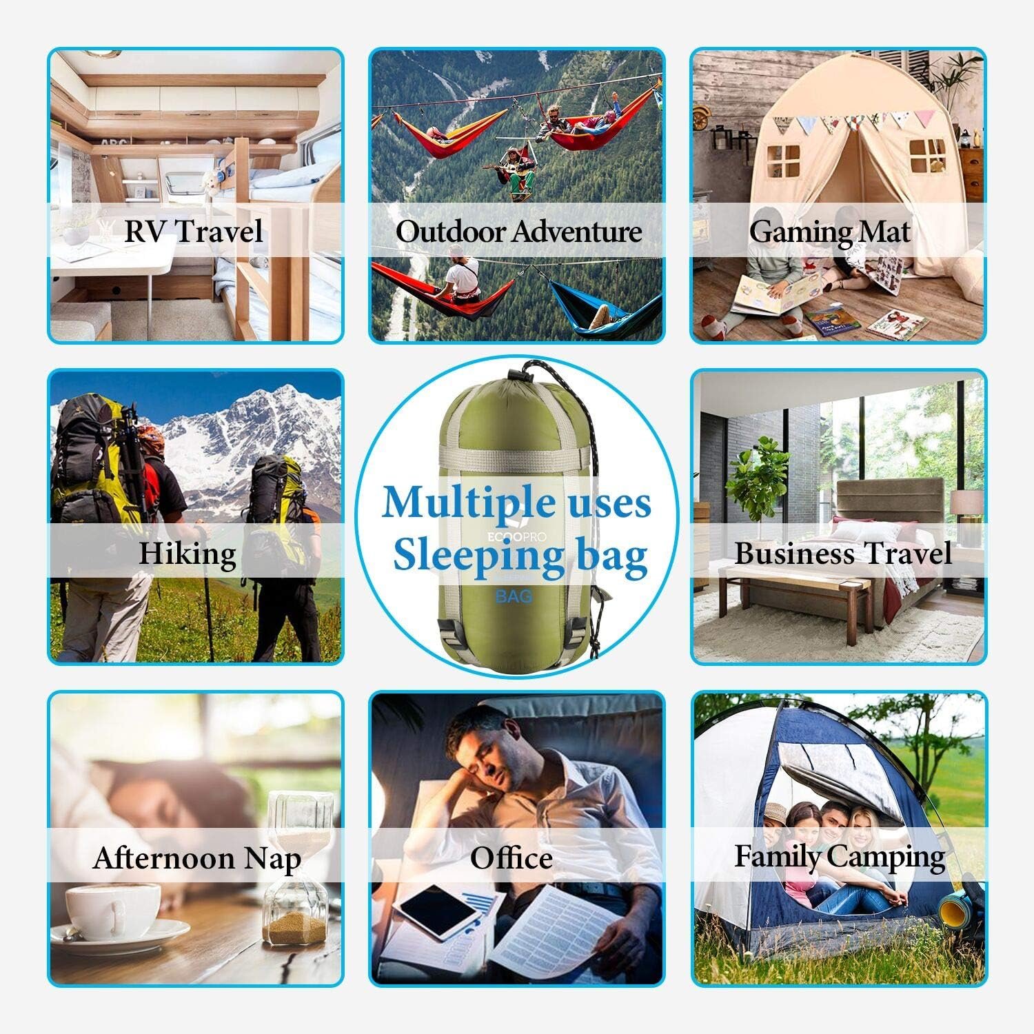 ECOOPRO Saco de dormir para clima cálido, portátil, impermea - Imagen 4